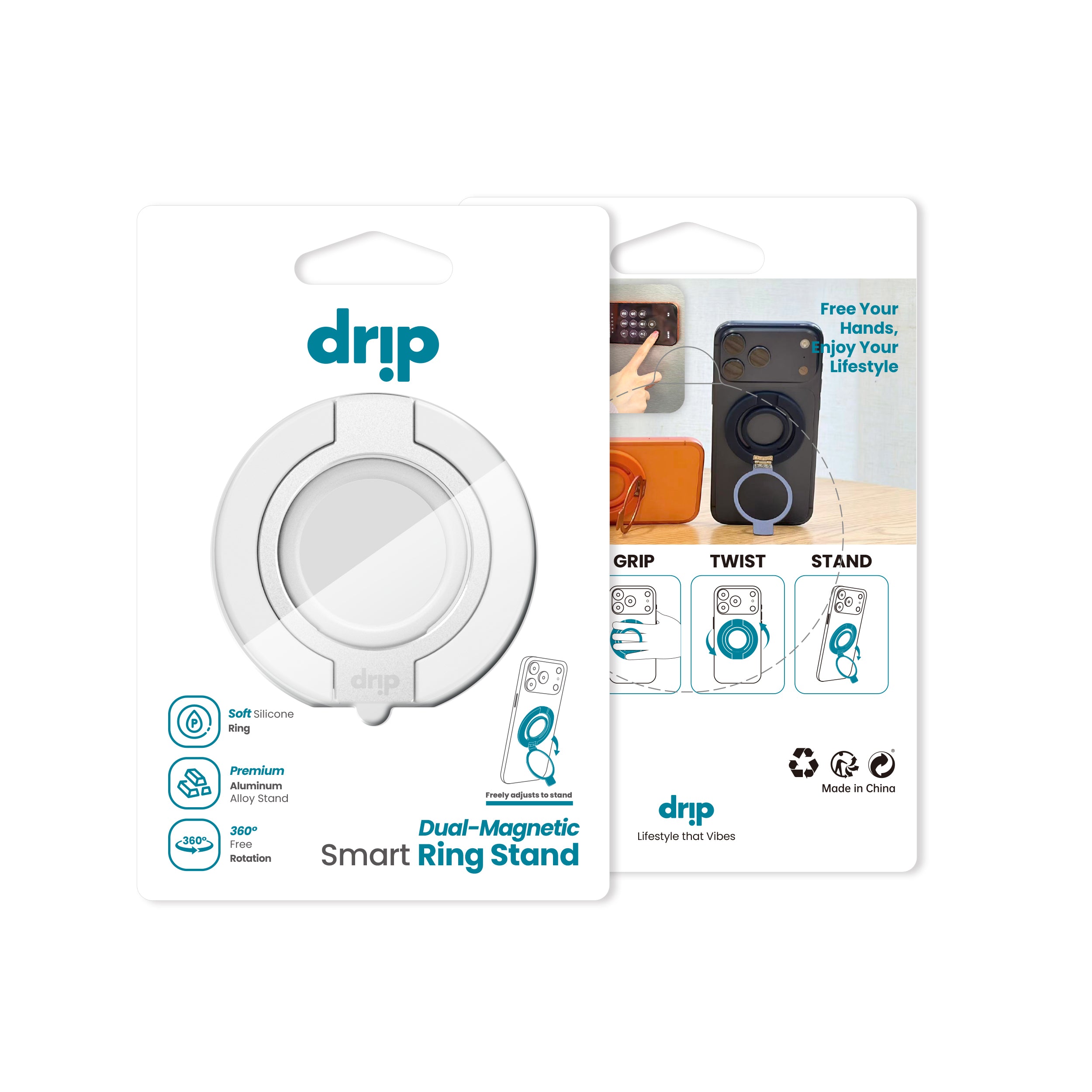Drip Dual-Sided Magnetic Silicone Ring Aluminum Alloy Phone Stand