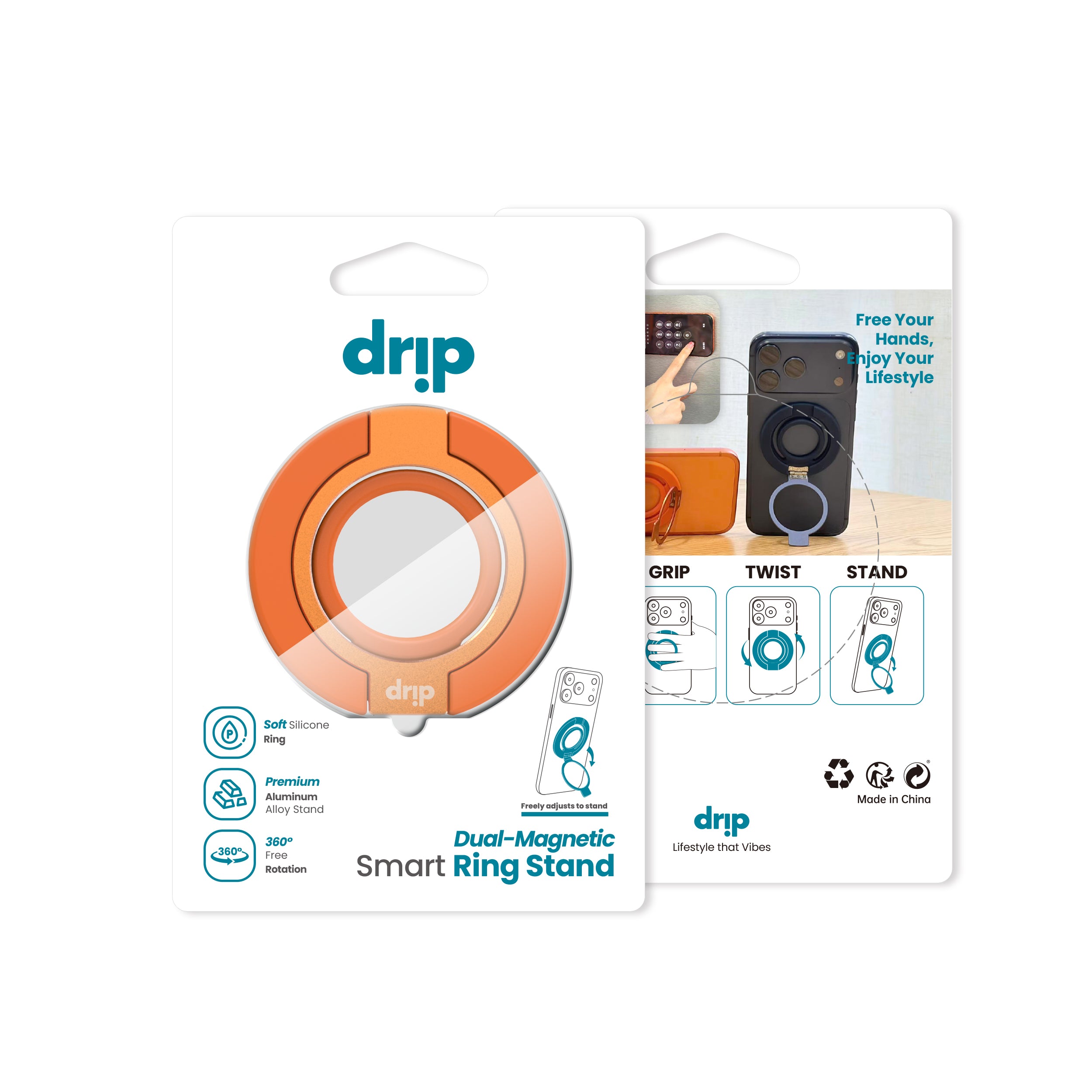 Drip Dual-Sided Magnetic Silicone Ring Aluminum Alloy Phone Stand