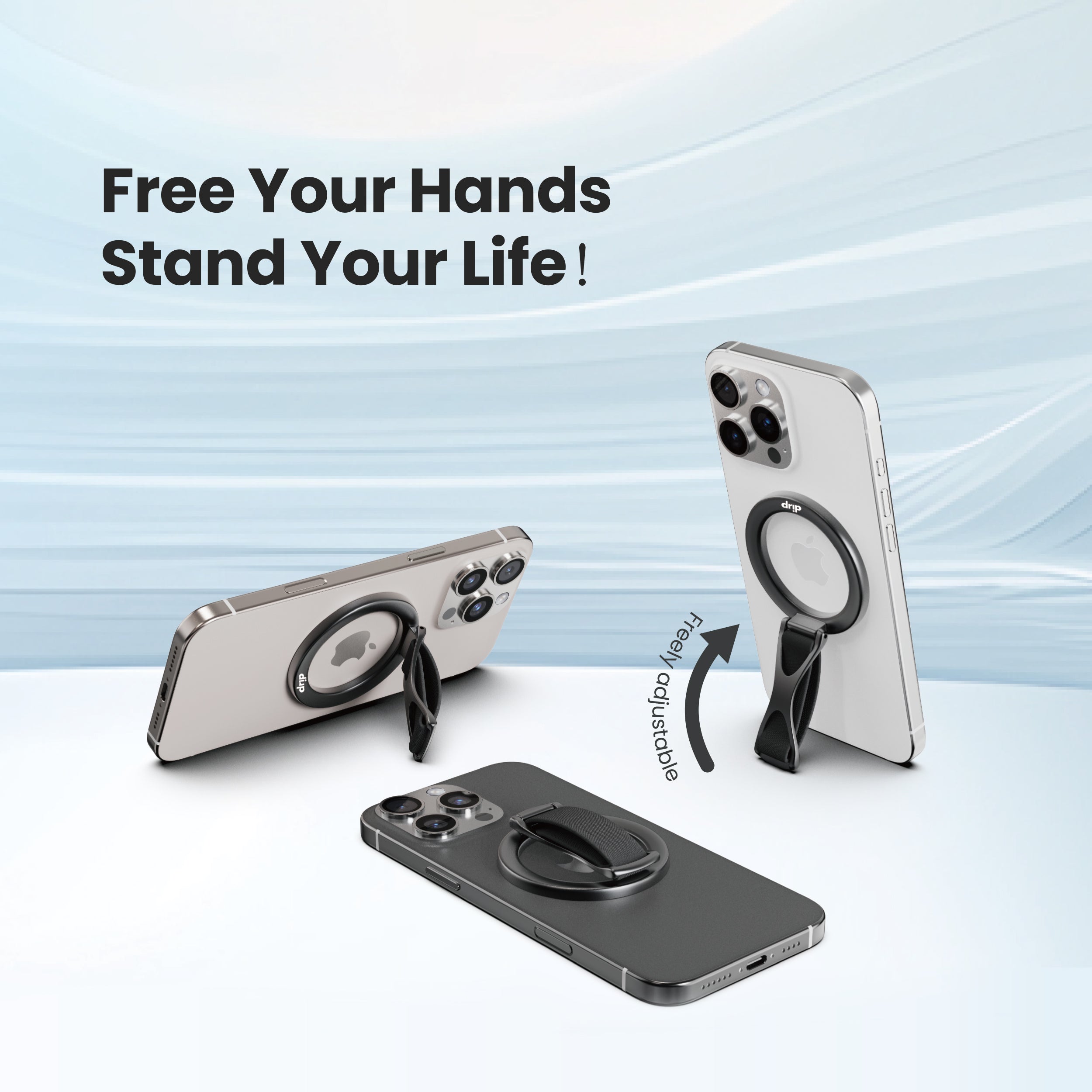 Drip Magnetic Ring Phone Holder Kickstand with Finger Strap