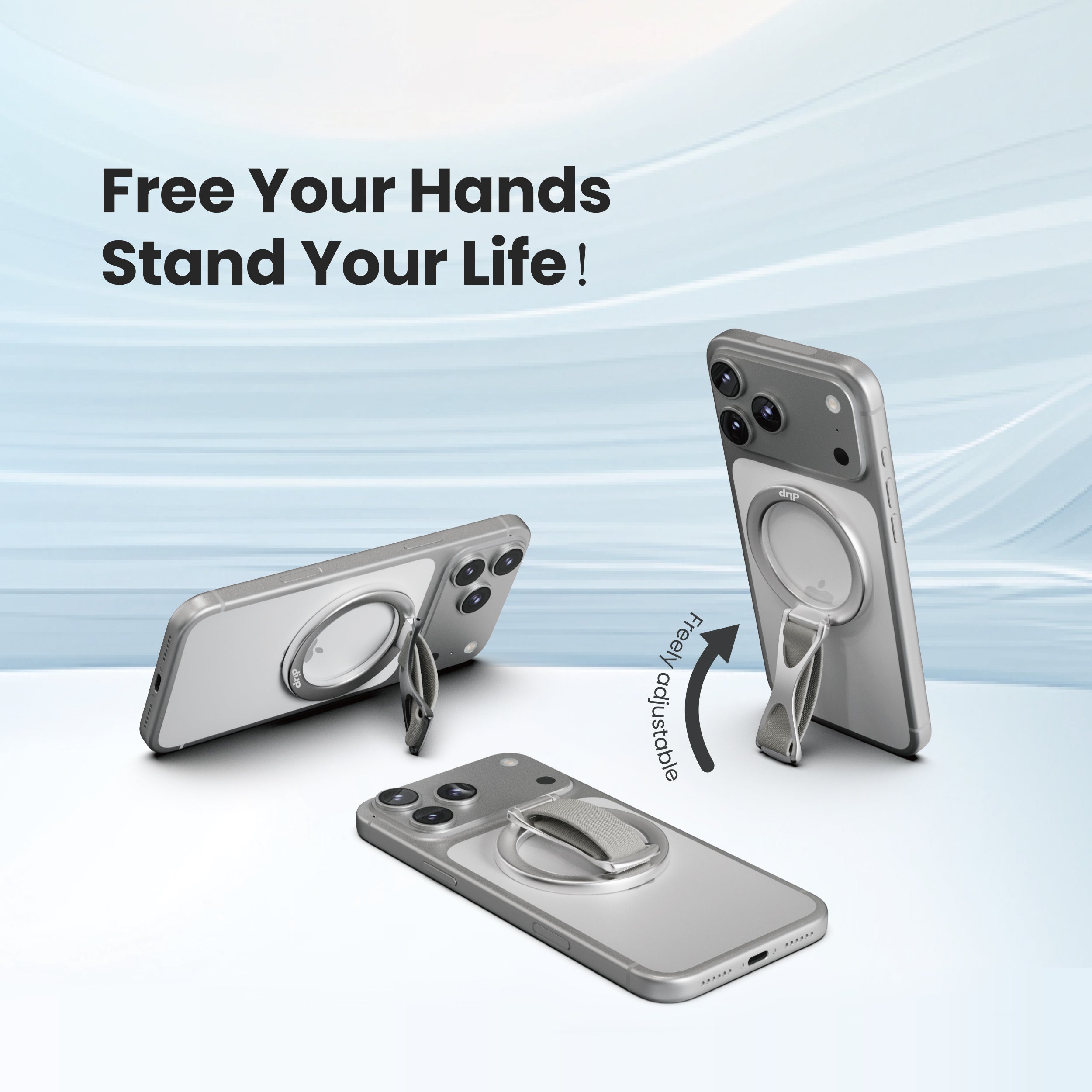Drip Magnetic Ring Phone Holder Kickstand with Finger Strap