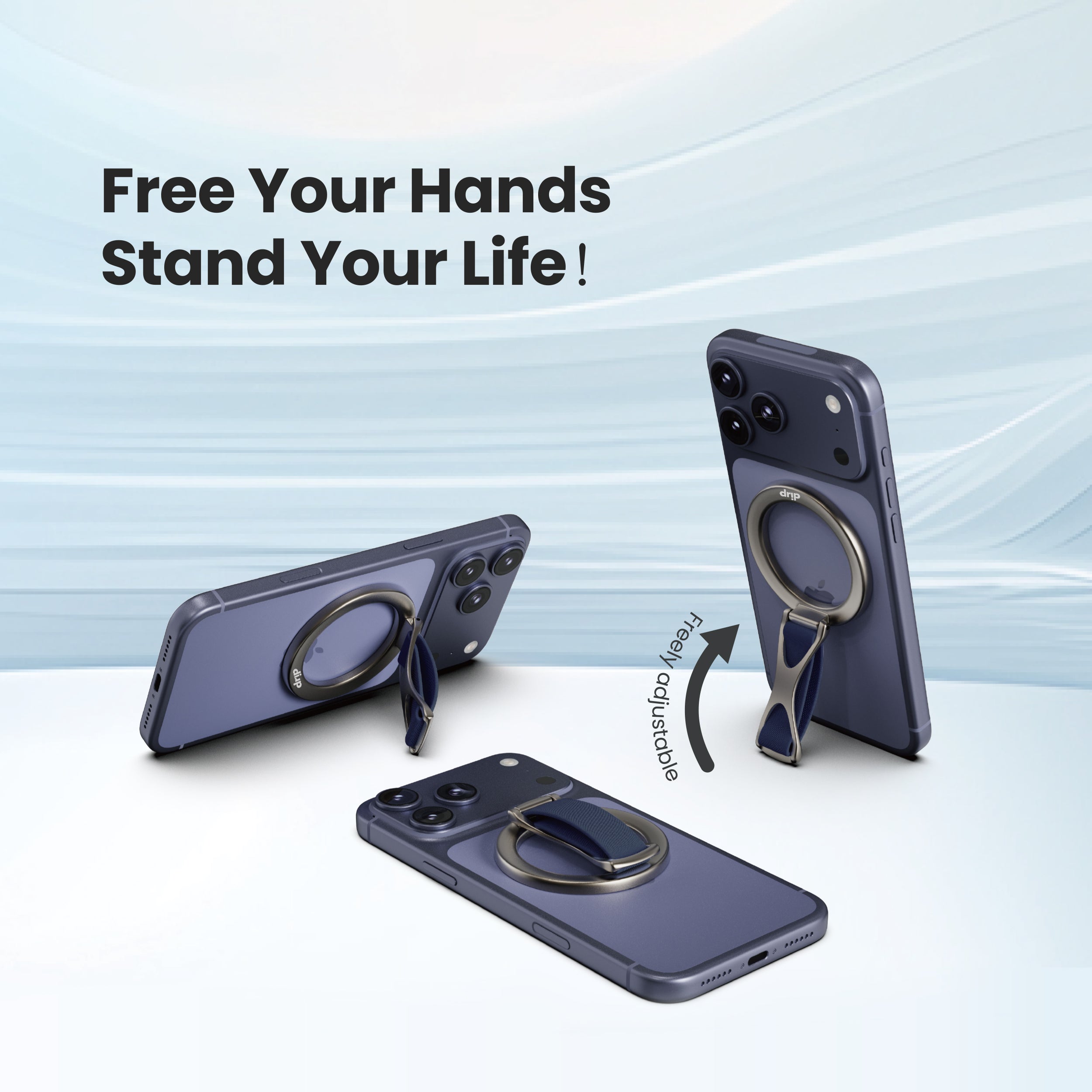 Drip Magnetic Ring Phone Holder Kickstand with Finger Strap