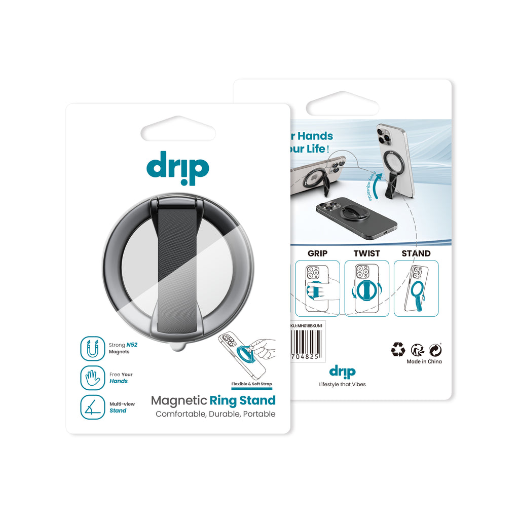 Drip Magnetic Ring Phone Holder Kickstand with Finger Strap