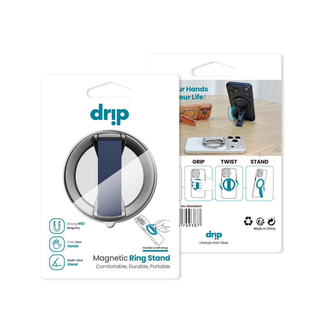 Drip Magnetic Ring Phone Holder Kickstand with Finger Strap