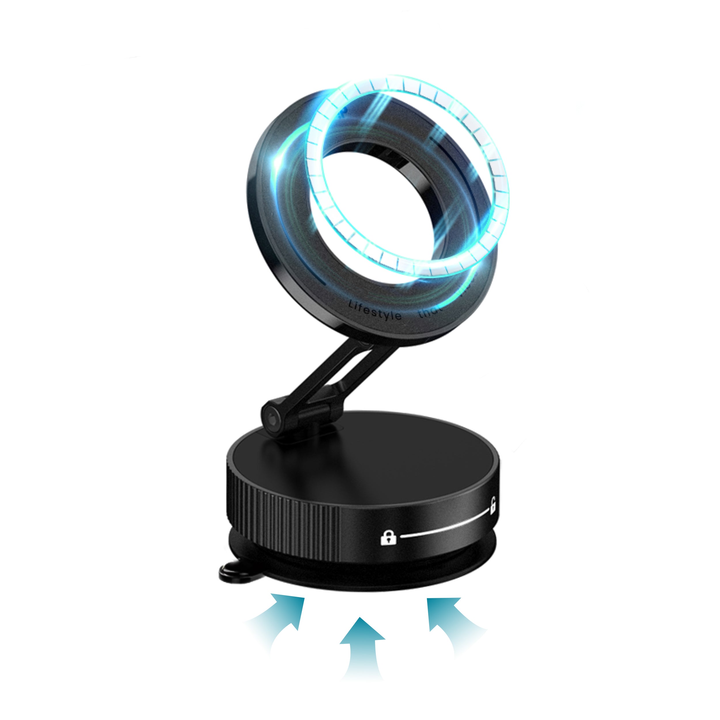 Drip 360° Rotating Vacuum Suction Magnetic Phone Mount Black