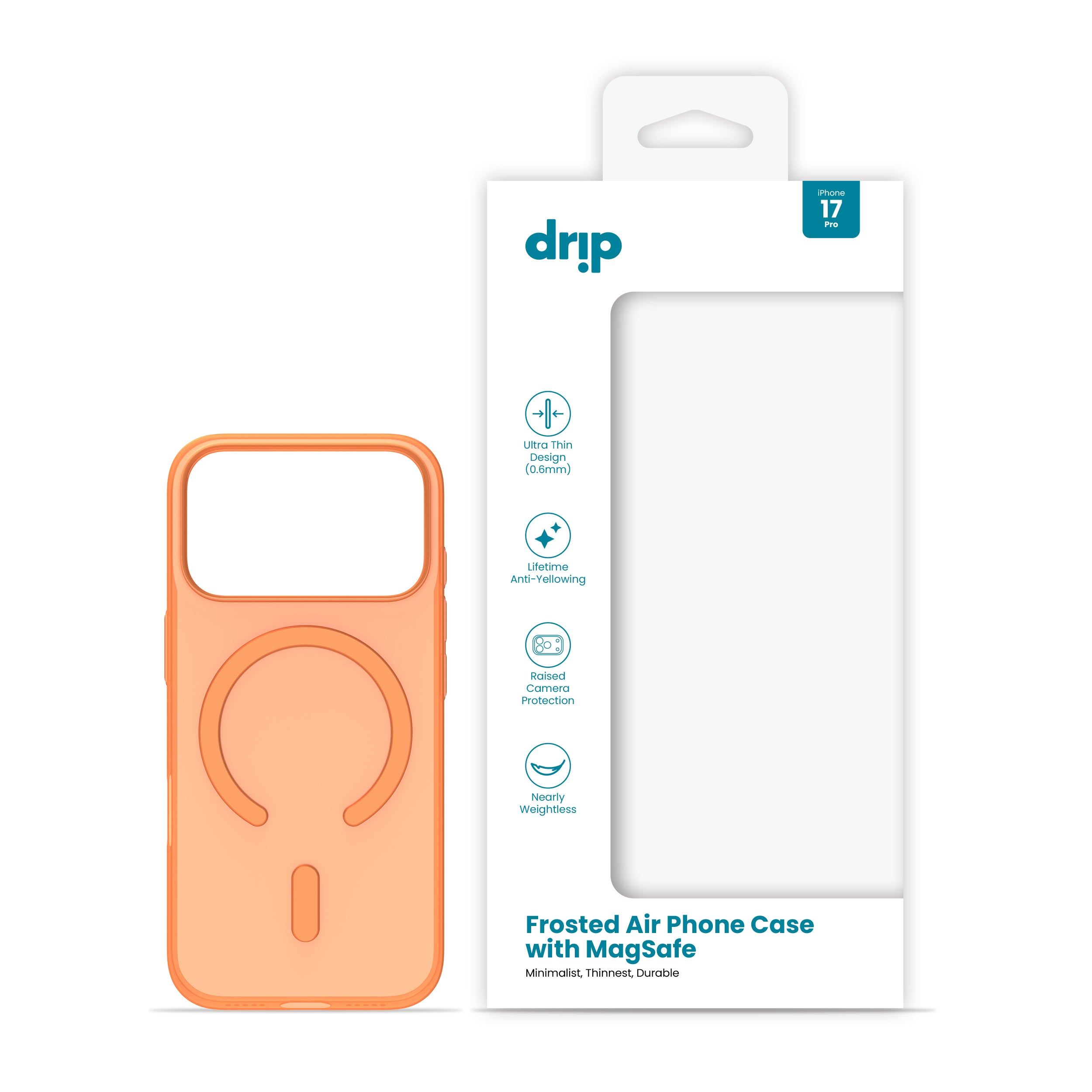 Drip Thinnest Frosted Phone Case with MagSafe Cosmic Orange for iPhone 17 Series