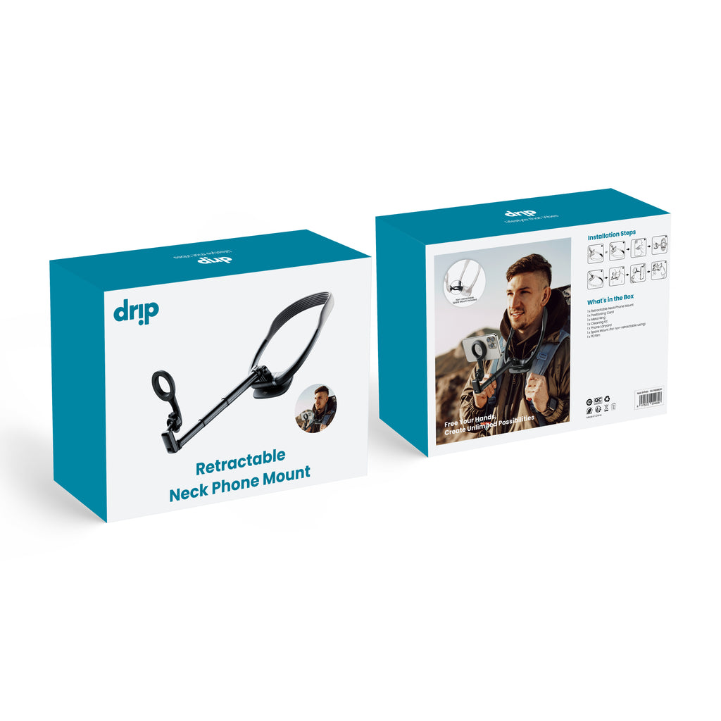 Drip Retractable Neck Phone Mount Black