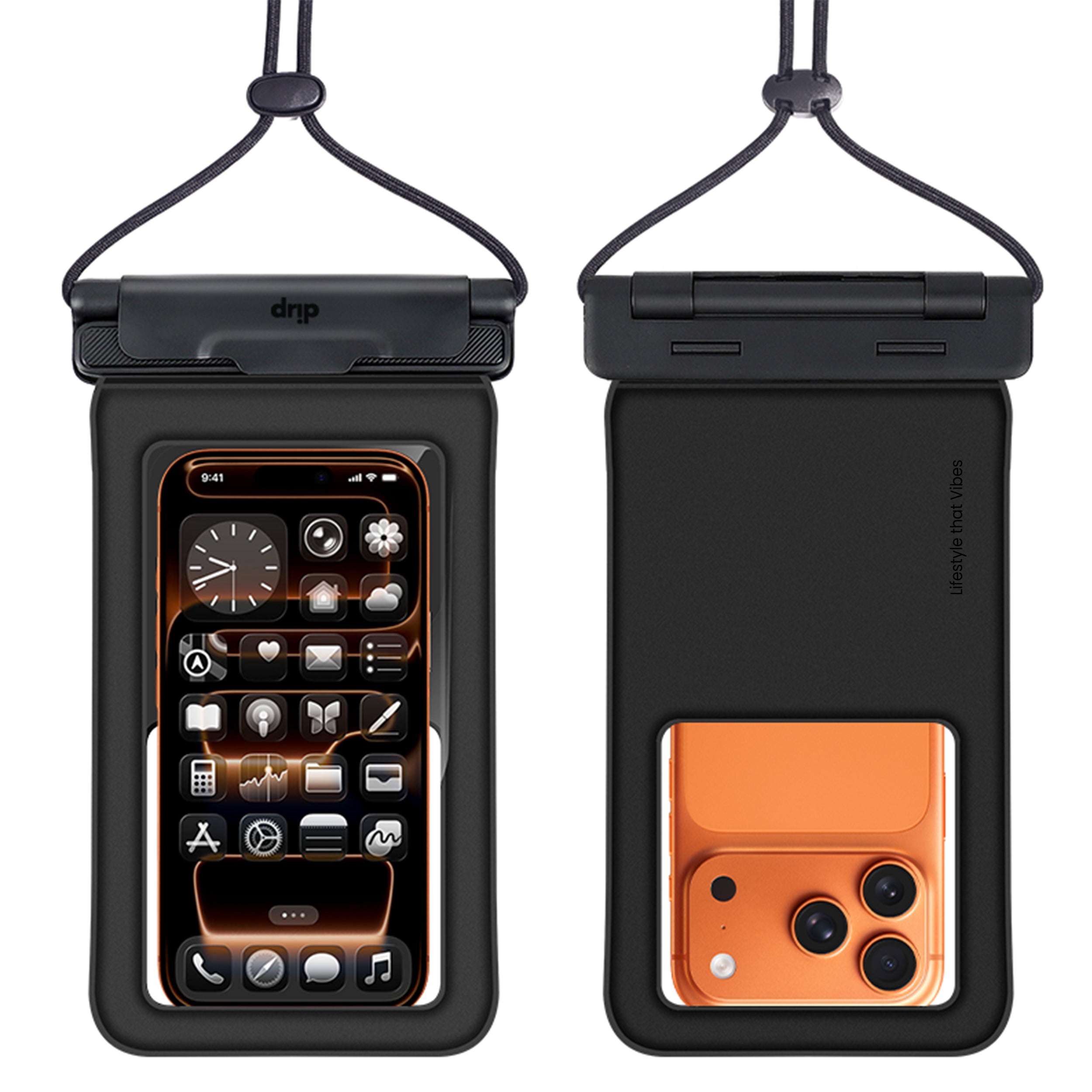 Drip New Filp Cover Waterproof Pouch with Lanyard