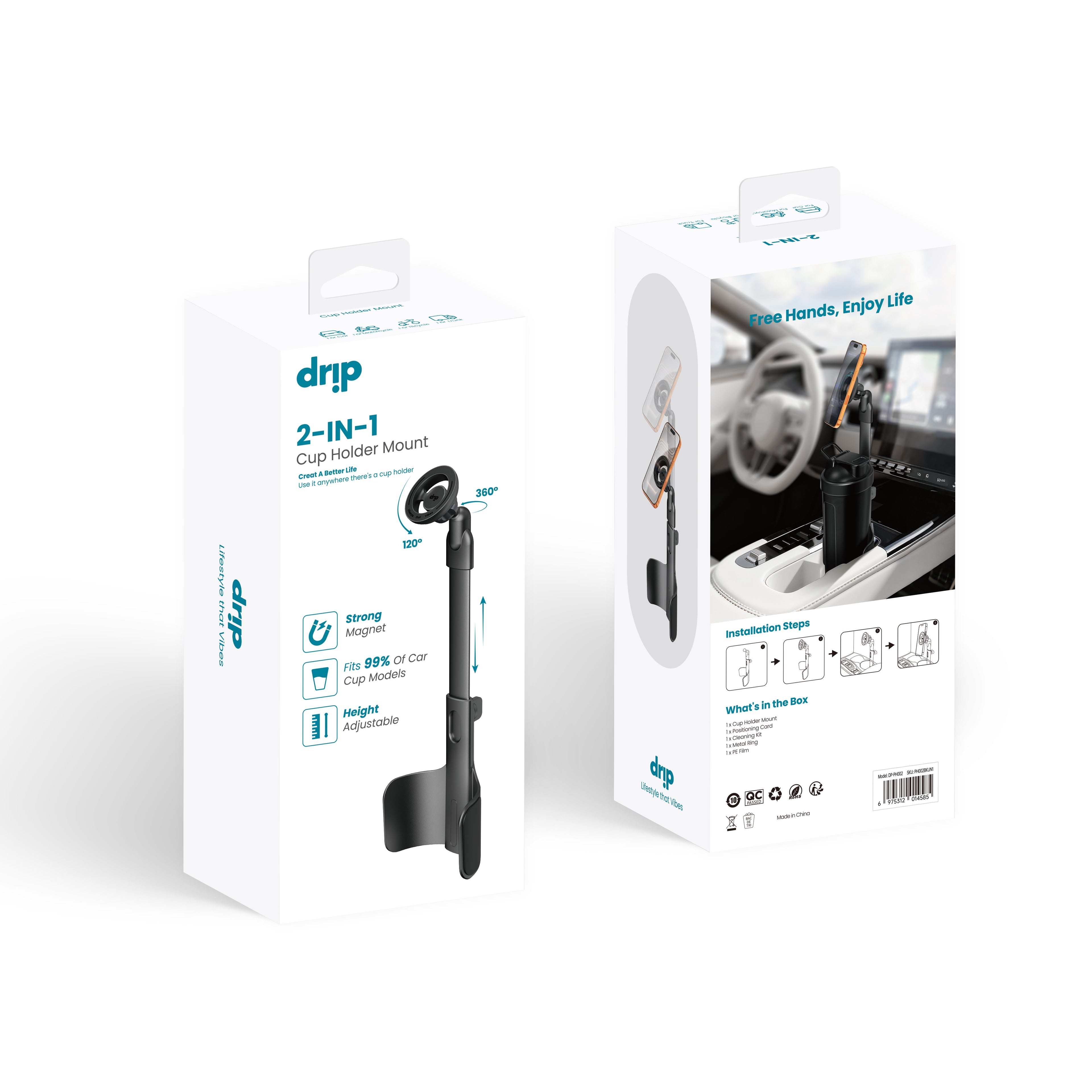 Drip 2 in 1 Cup Holder Mount Black
