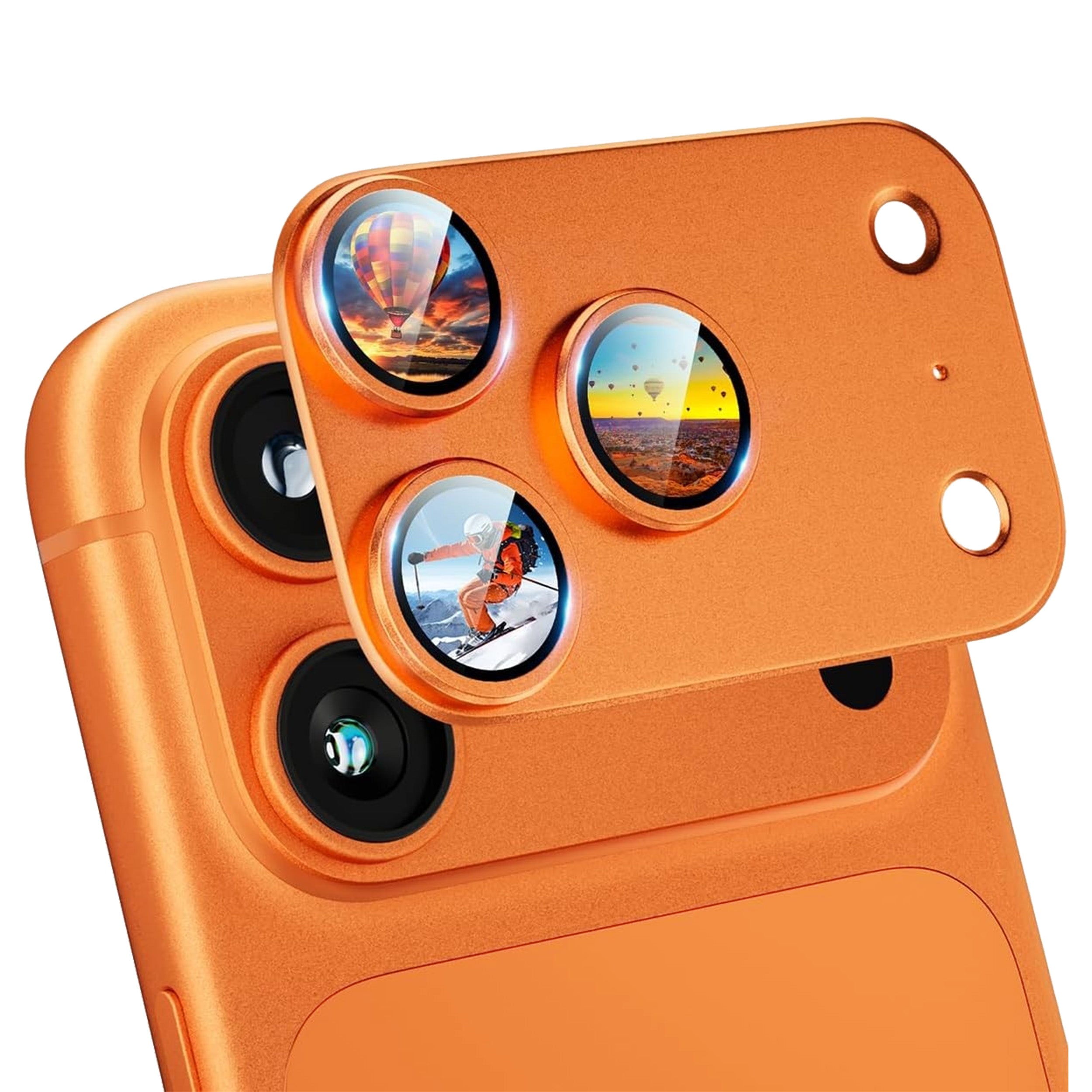 Drip Full-Coverage Aluminum Alloy Lens Protector Cosmic Orange for iPhone 17 Series
