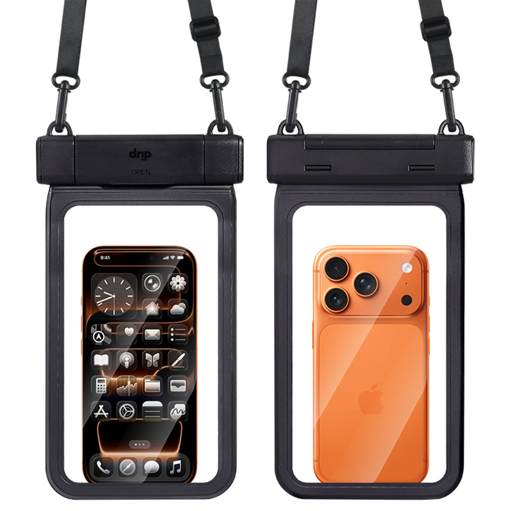 Drip New Filp Cover Waterproof Pouch with Lanyard Black