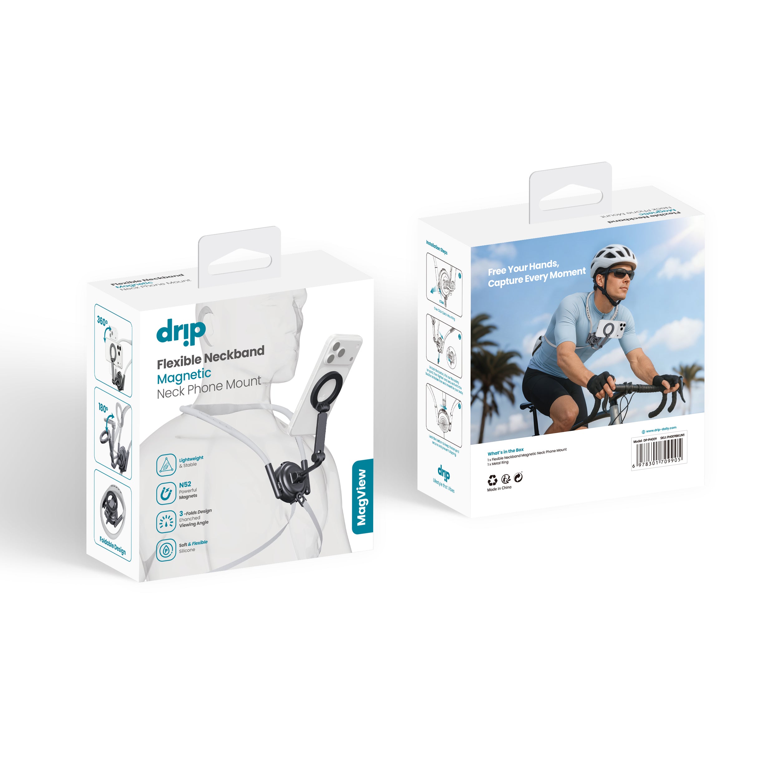 Drip Magnetic Neck Phone Mount Black
