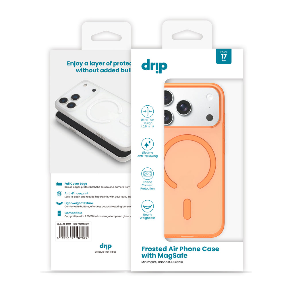 Drip Thinnest Frosted Phone Case with MagSafe Cosmic Orange for iPhone 17 Series
