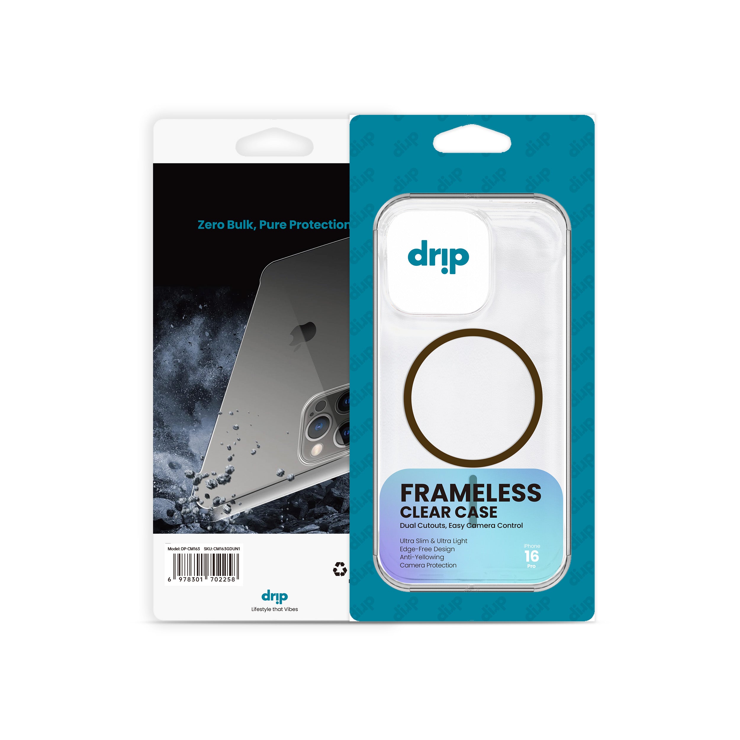 Drip Frameless Clear Phone Case for iPhone 15 & 16 Series