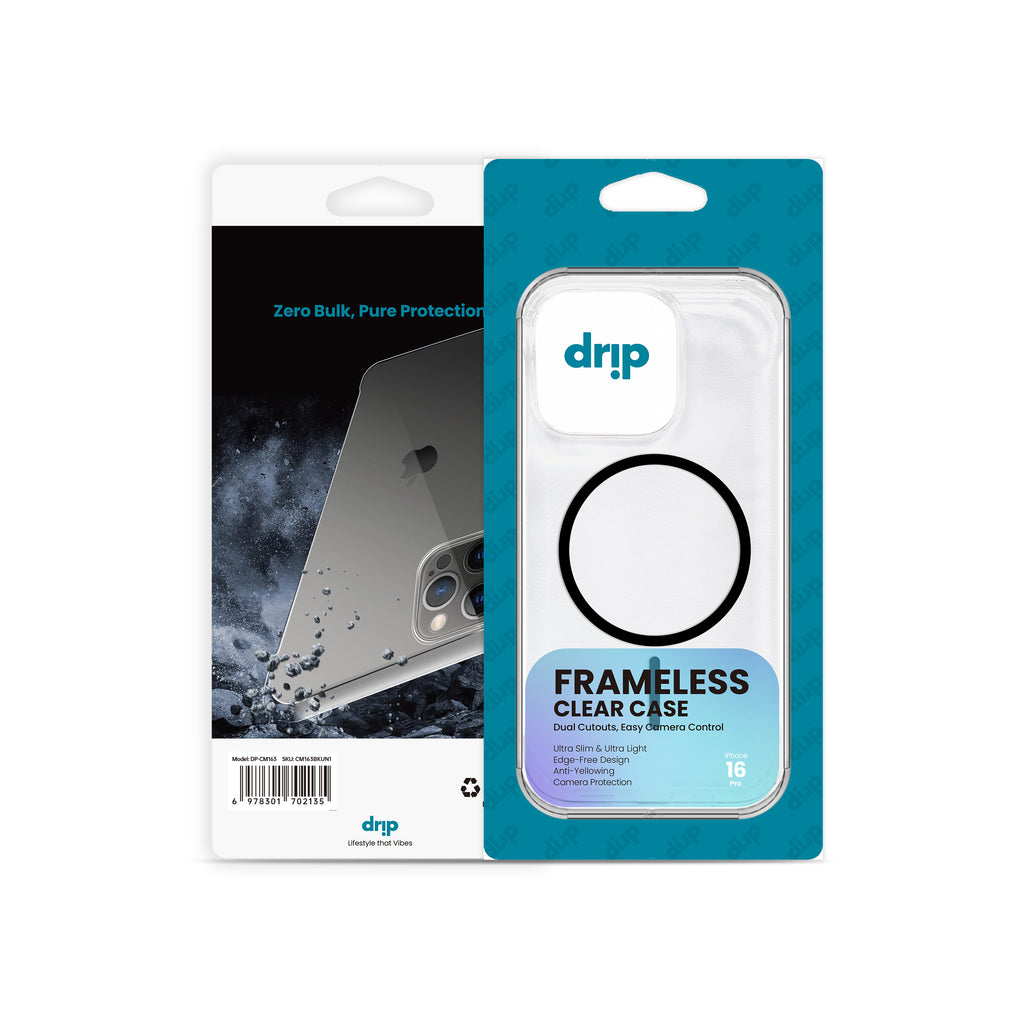 Drip Frameless Clear Phone Case for iPhone 15 & 16 Series