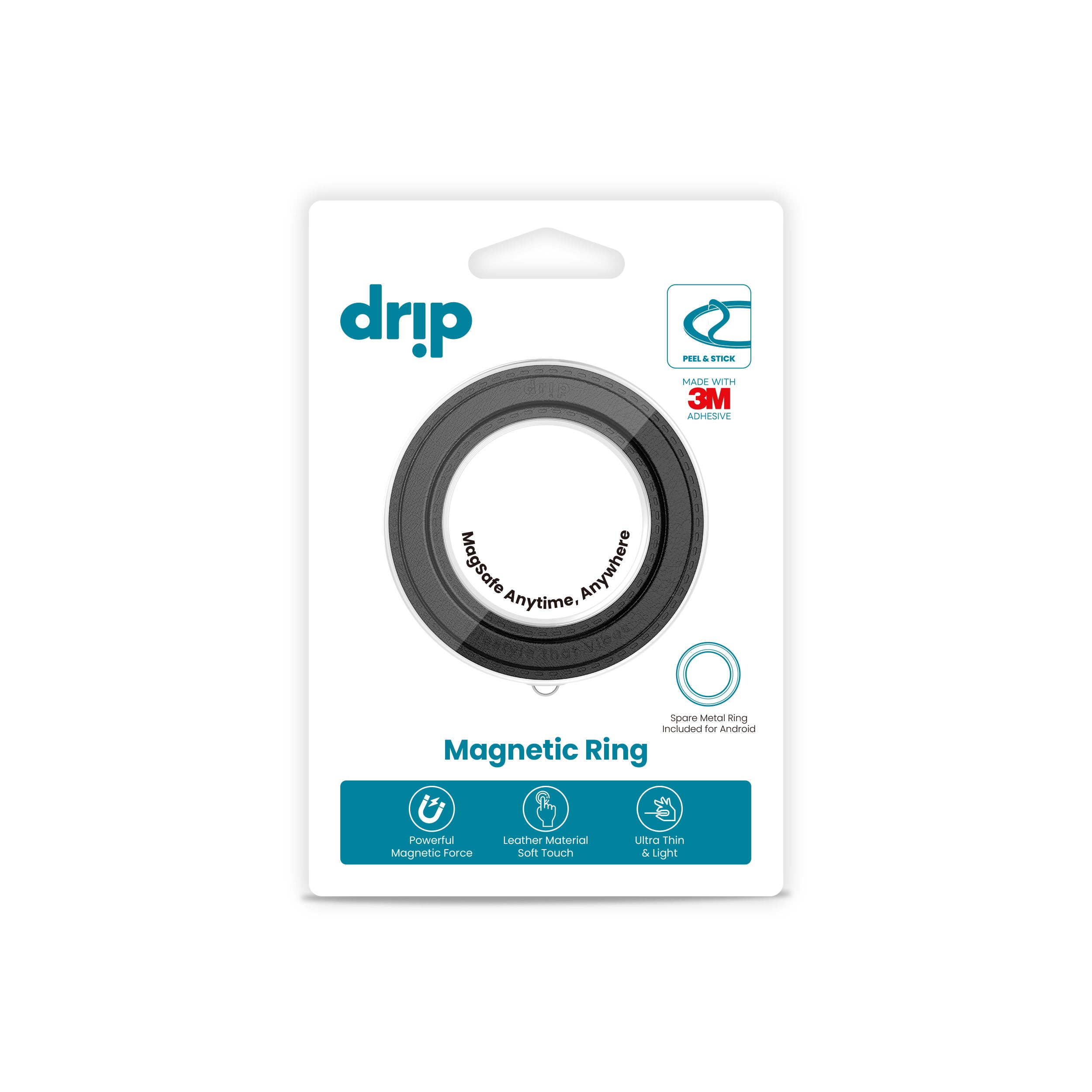 Drip Magnetic Ring & Metal Ring Black for Mobiles