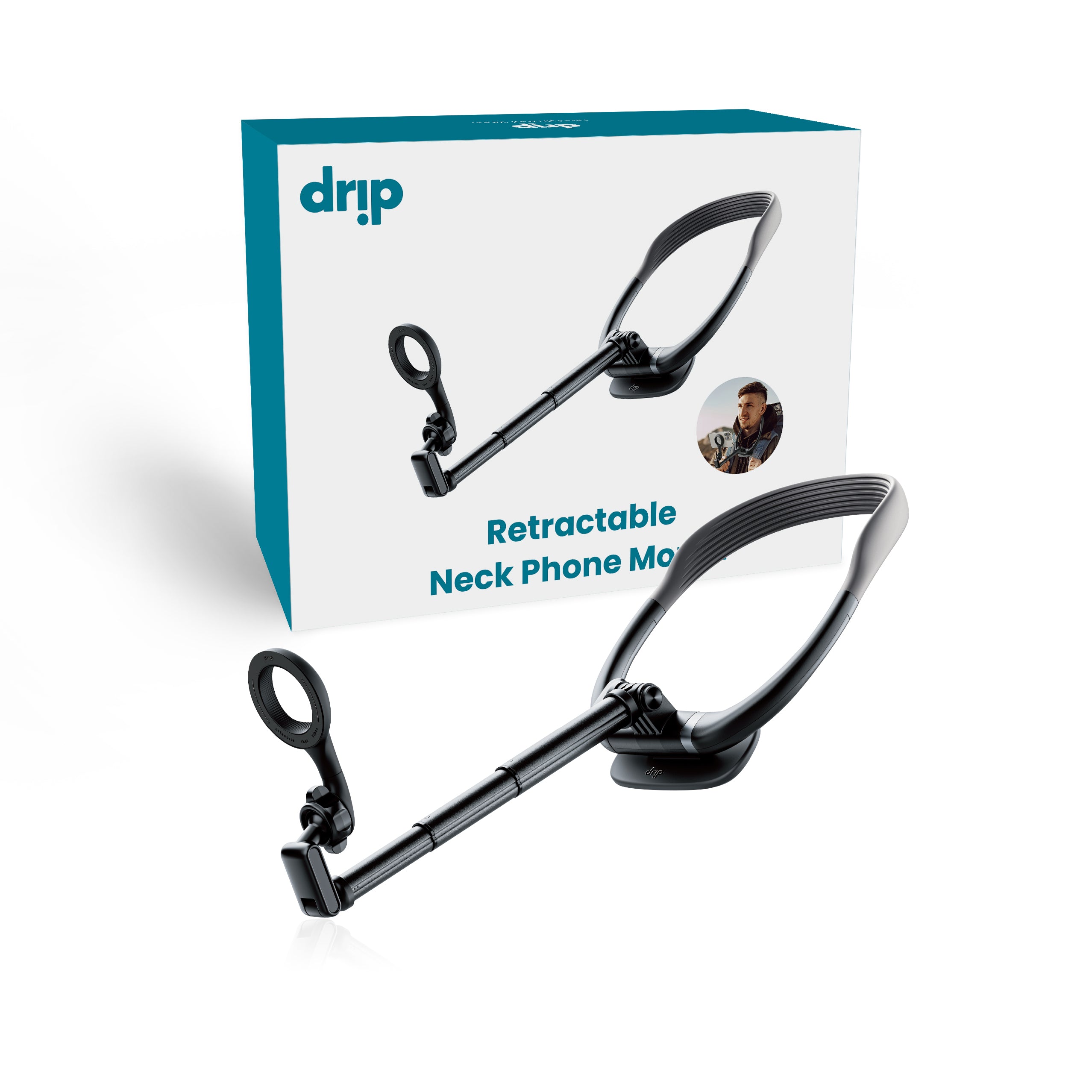 Drip Retractable Neck Phone Mount Black