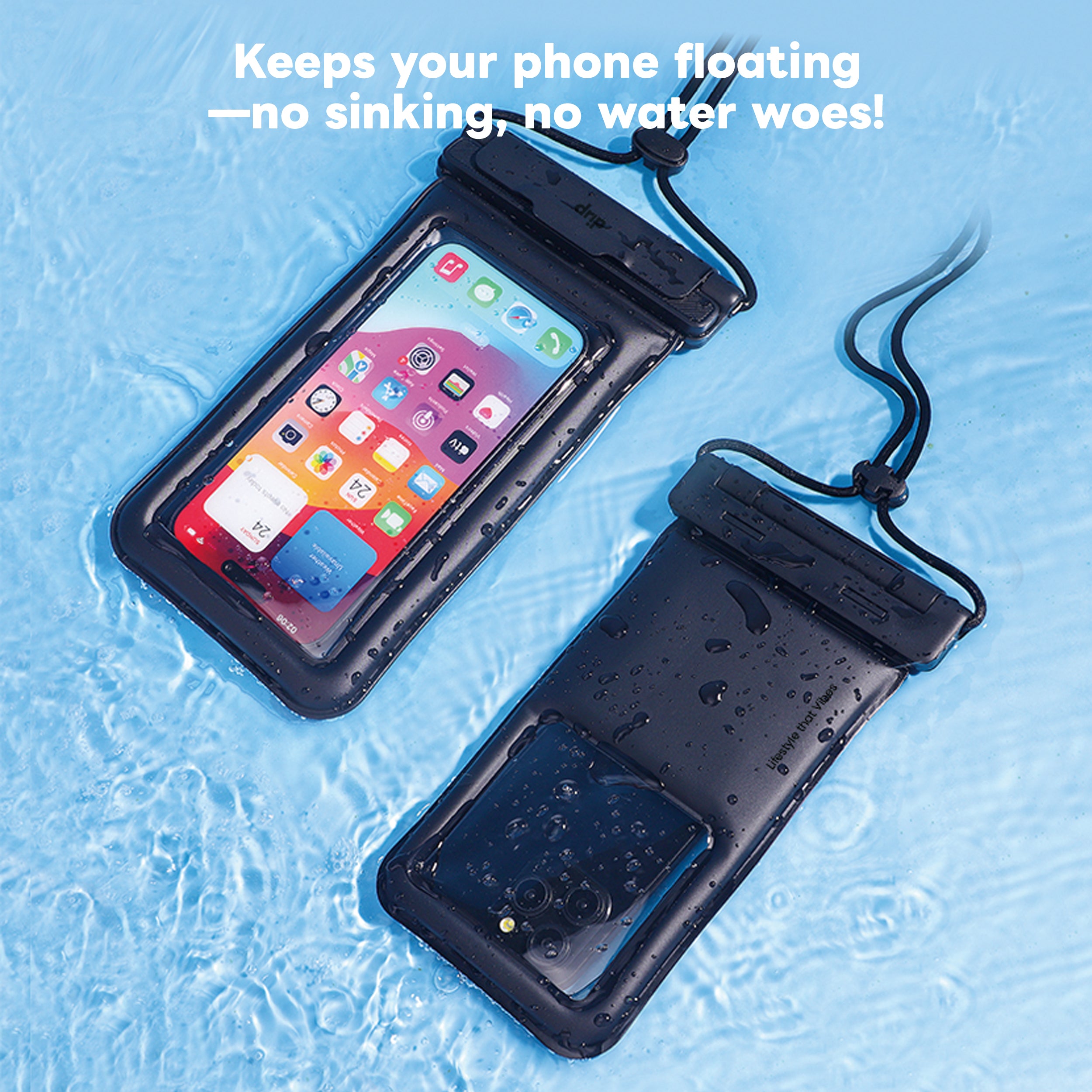 Drip New Filp Cover Waterproof Pouch with Lanyard