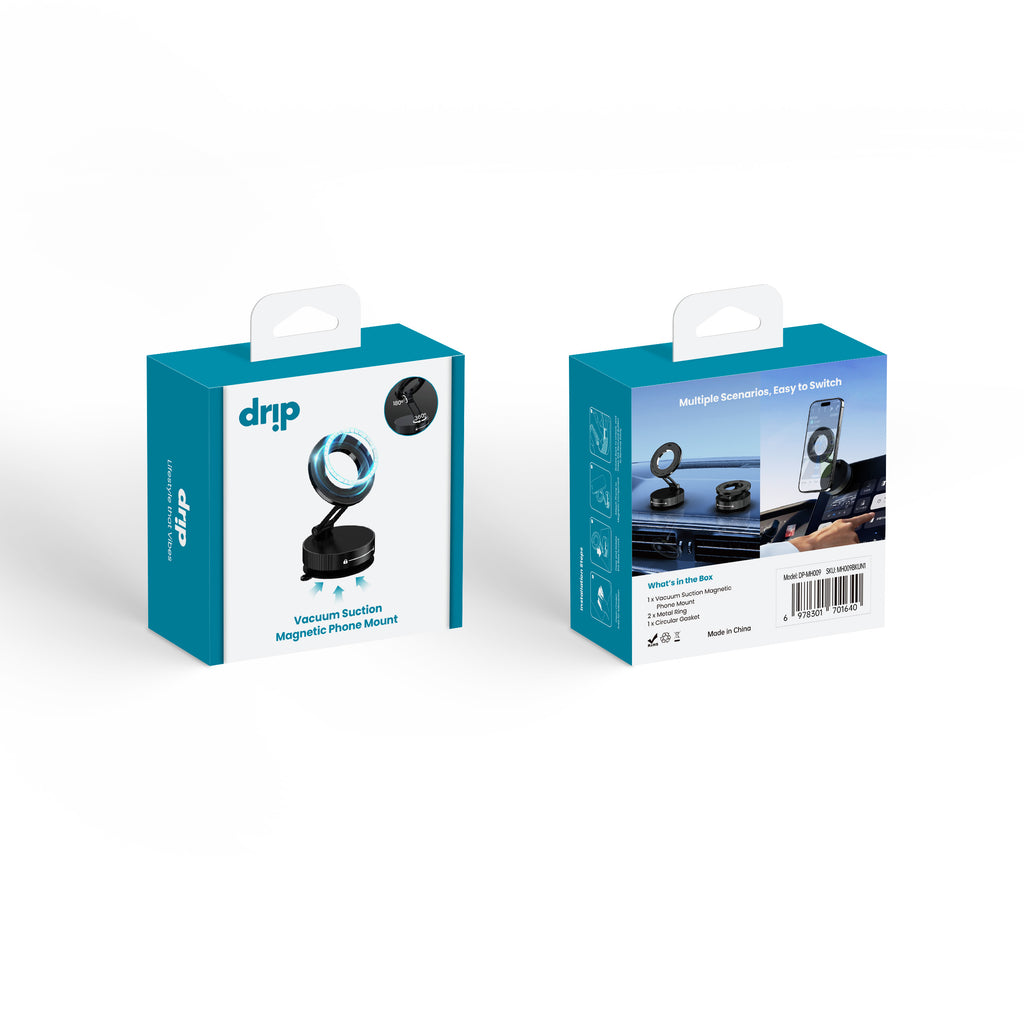 Drip 360° Rotating Vacuum Suction Magnetic Phone Mount Black