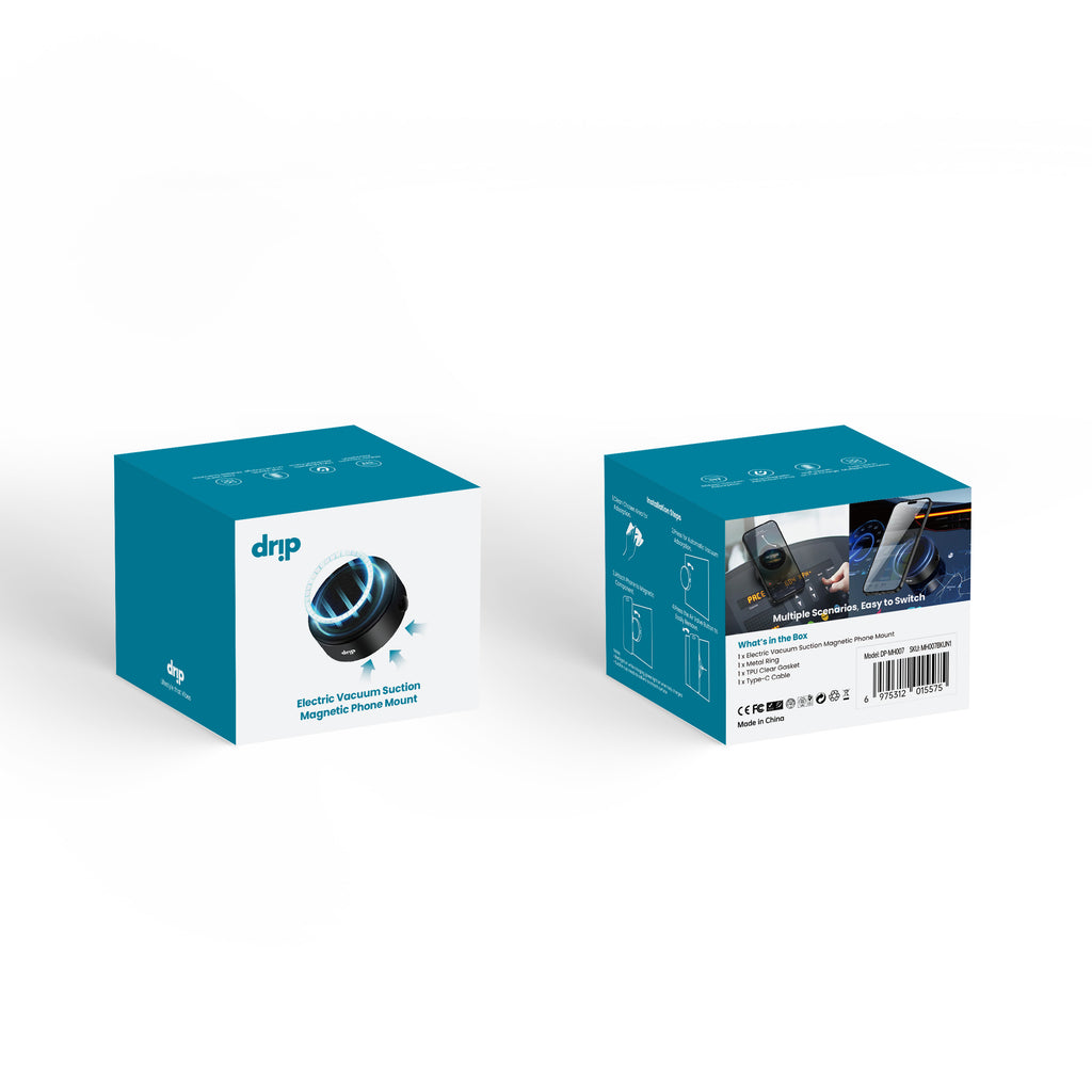 Drip Magnetic Car Phone Mount with Vacuum Suction Black