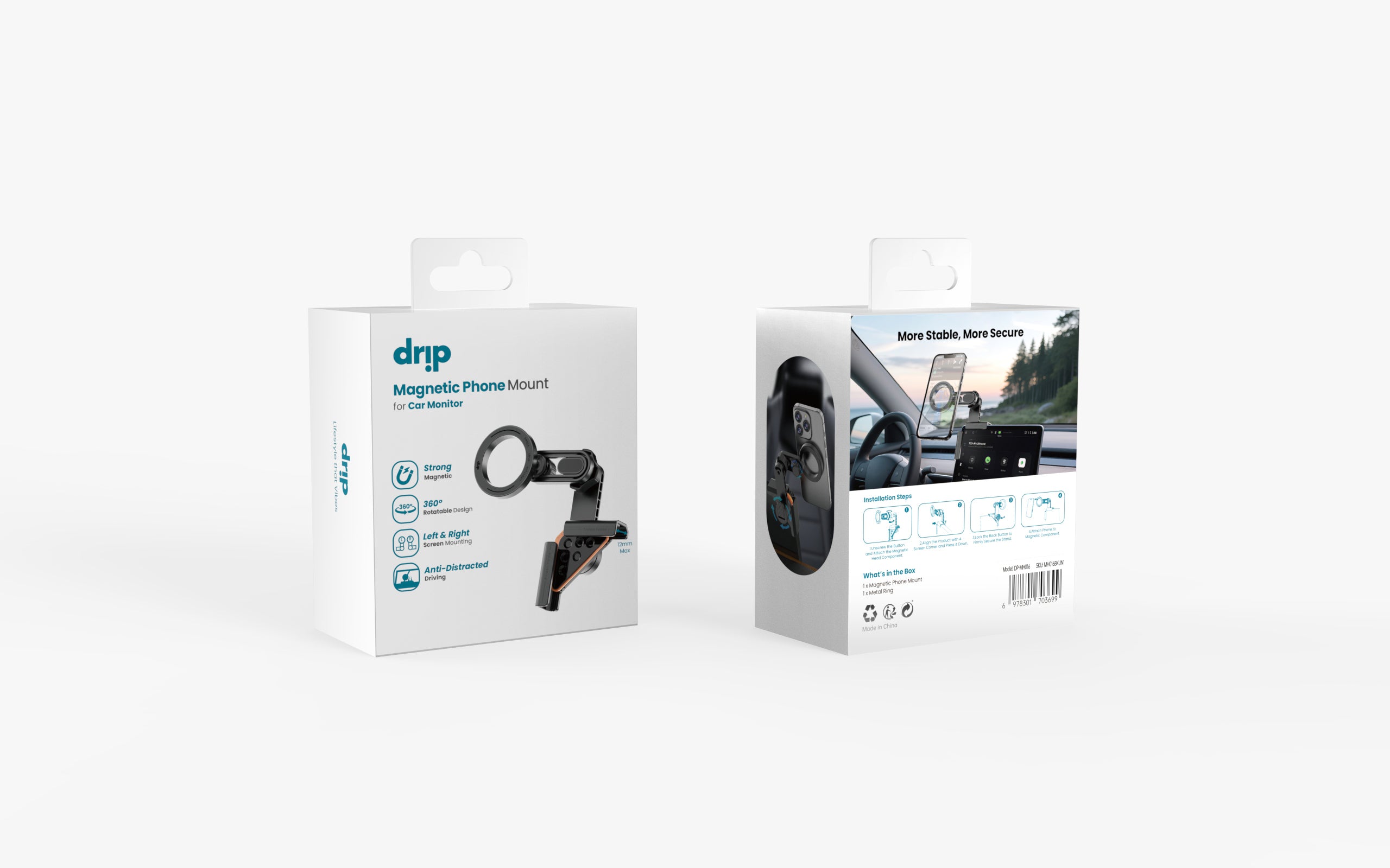 Drip Magnetic Phone Mount for Car Monitor Black