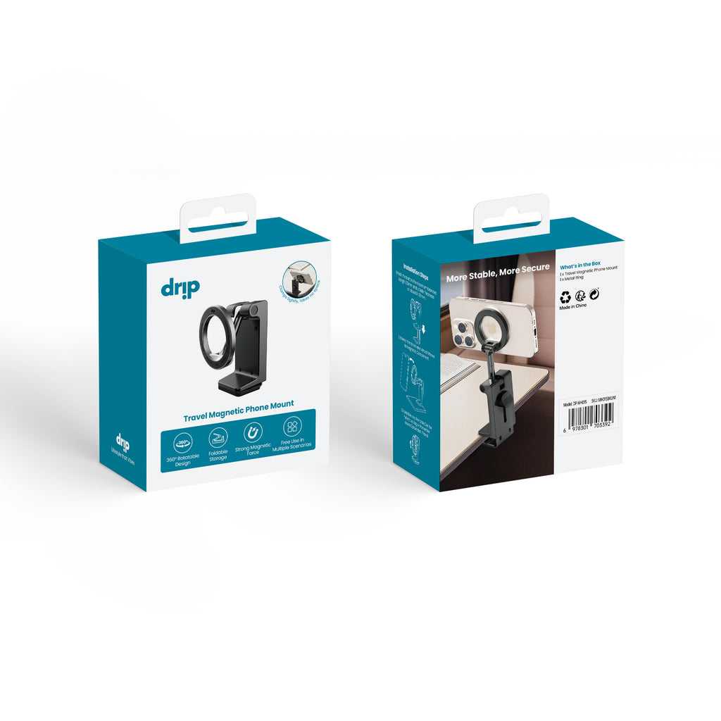 Drip 360° Rotatable Travel Extendable Magnetic Phone Mount Black