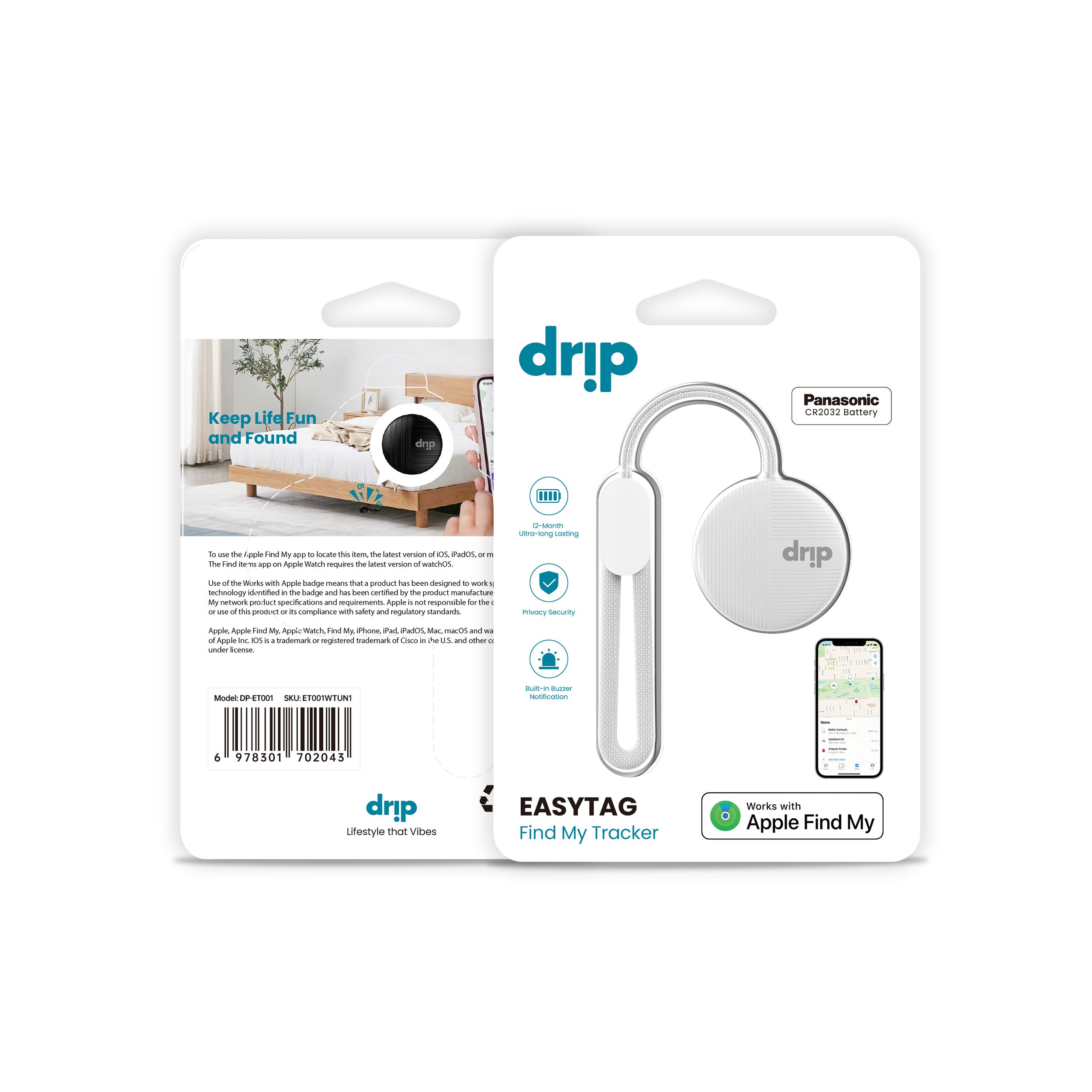 Drip Bluetooth EasyTag Find My Tracker