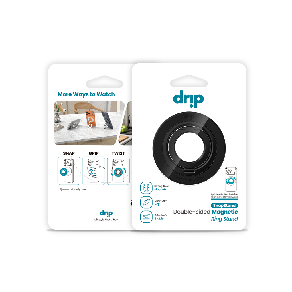 DRIP SnapStand Dual-Sided 360° Rotatable Magnetic Alloy Phone Ring Stand