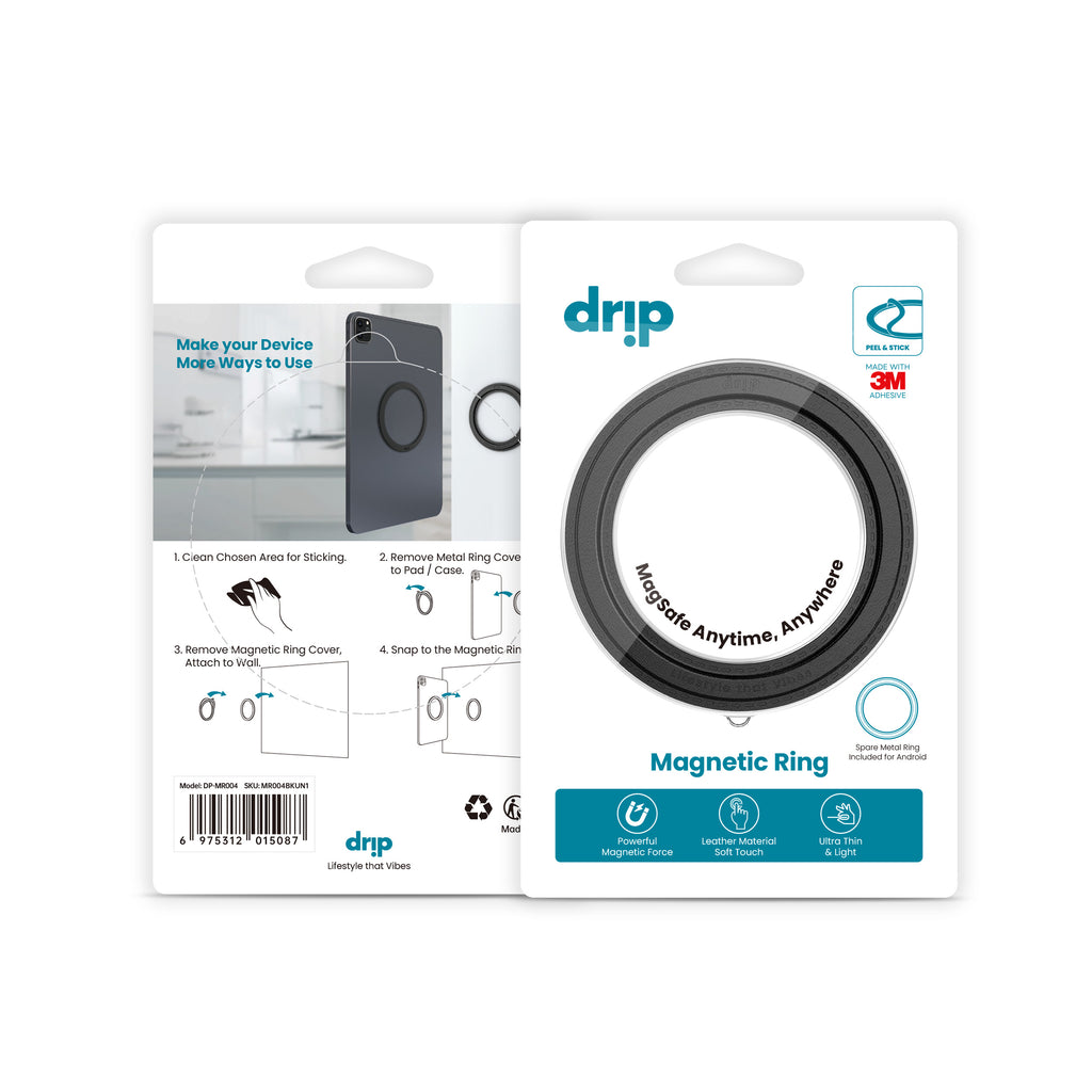 Drip Magnetic Ring & Metal Ring Black for Tablets