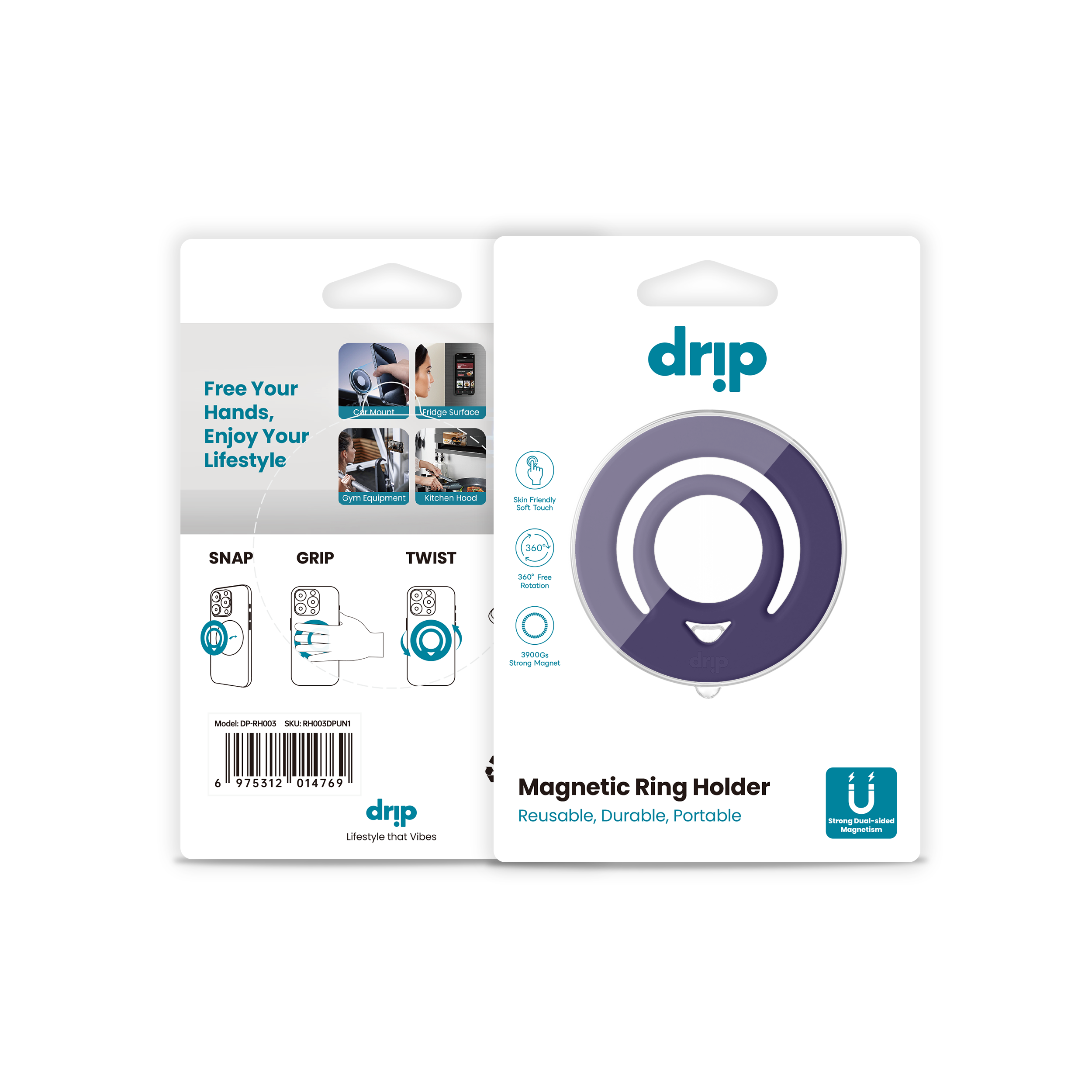 Drip Double Side Magnetic Silicone Ring Holder