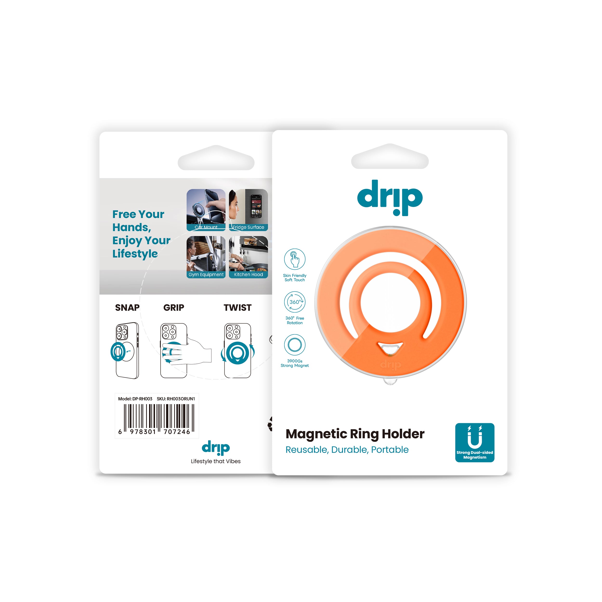 Drip Double Side Magnetic Silicone Ring Holder