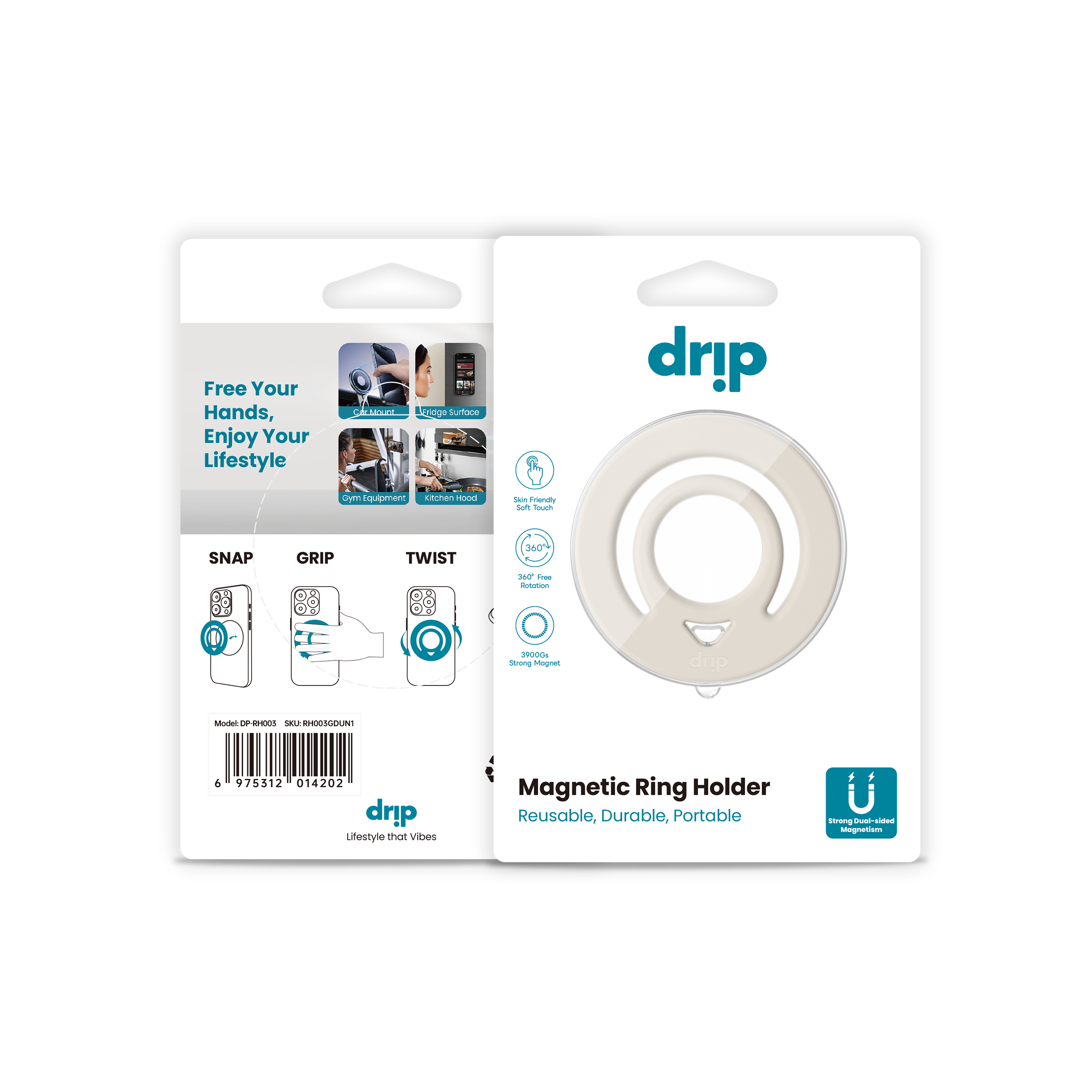 Drip Double Side Magnetic Silicone Ring Holder
