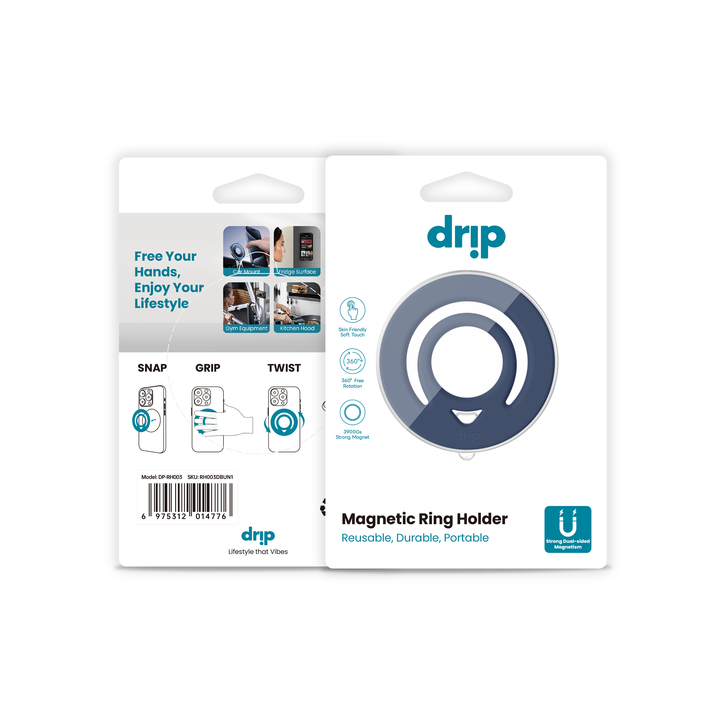 Drip Double Side Magnetic Silicone Ring Holder