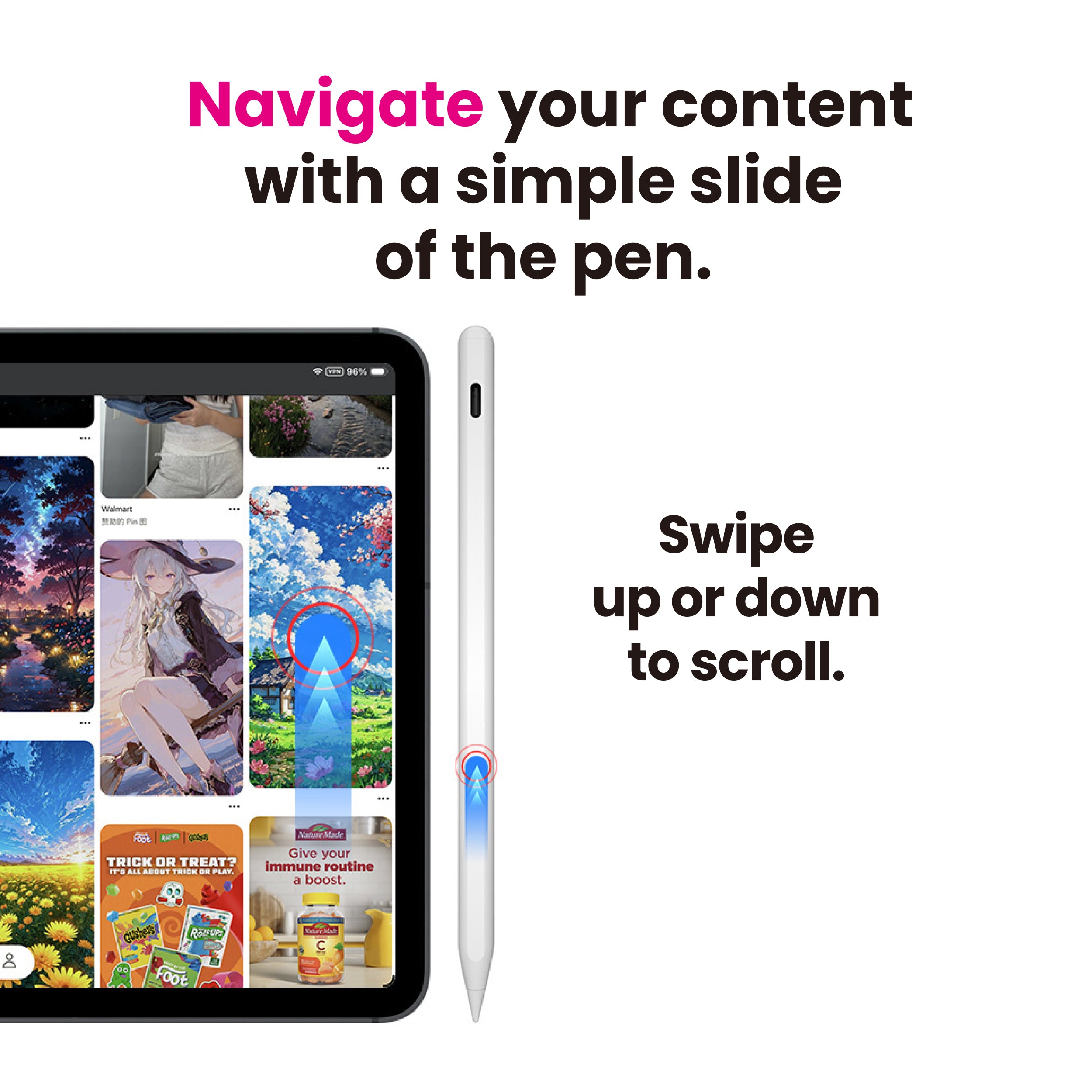 Drip Stylus Pen for iPad  Slide-Out Design & USB-C Fast Charging Compatible with iPad 2018-2025 Models