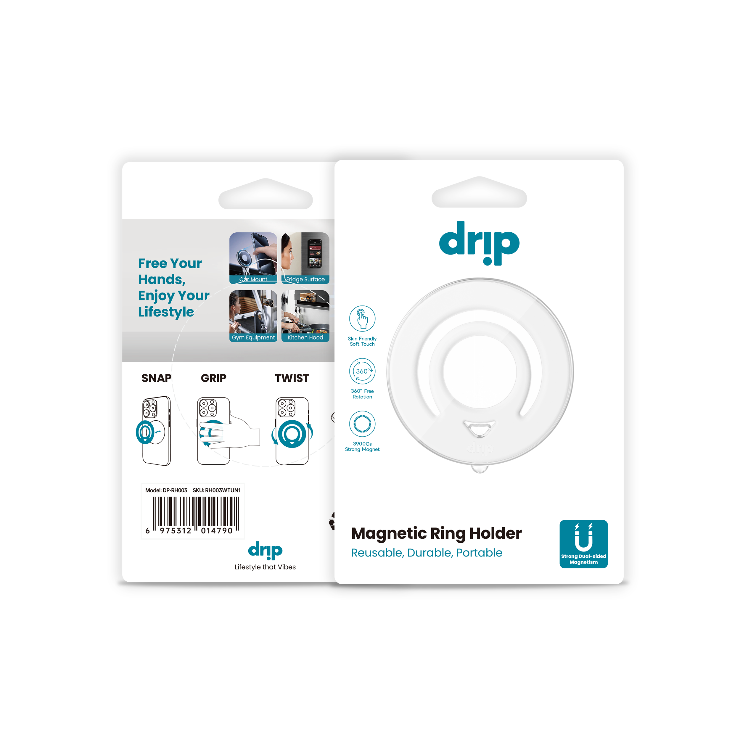 Drip Double Side Magnetic Silicone Ring Holder