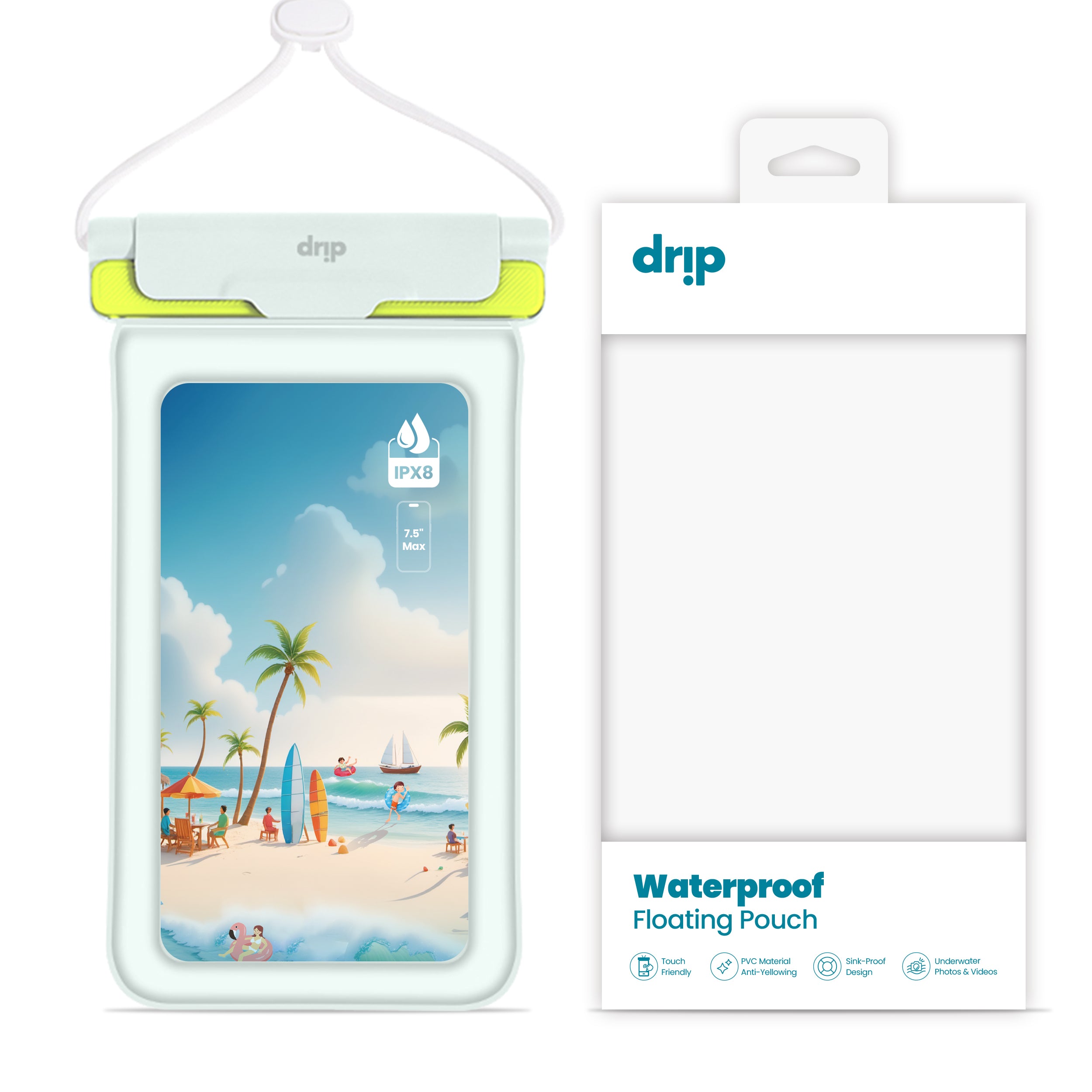 Drip New Filp Cover Waterproof Pouch with Lanyard