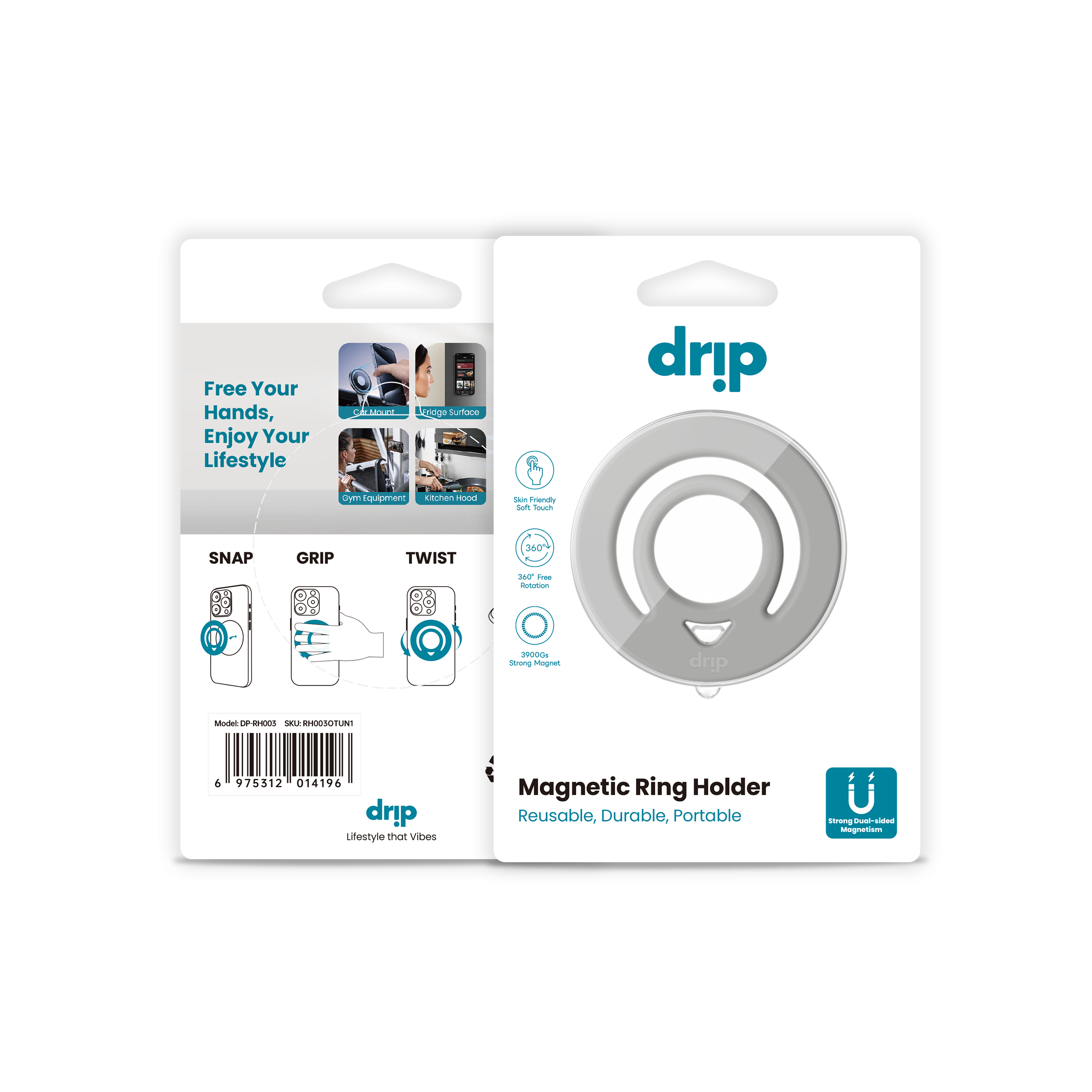 Drip Double Side Magnetic Silicone Ring Holder