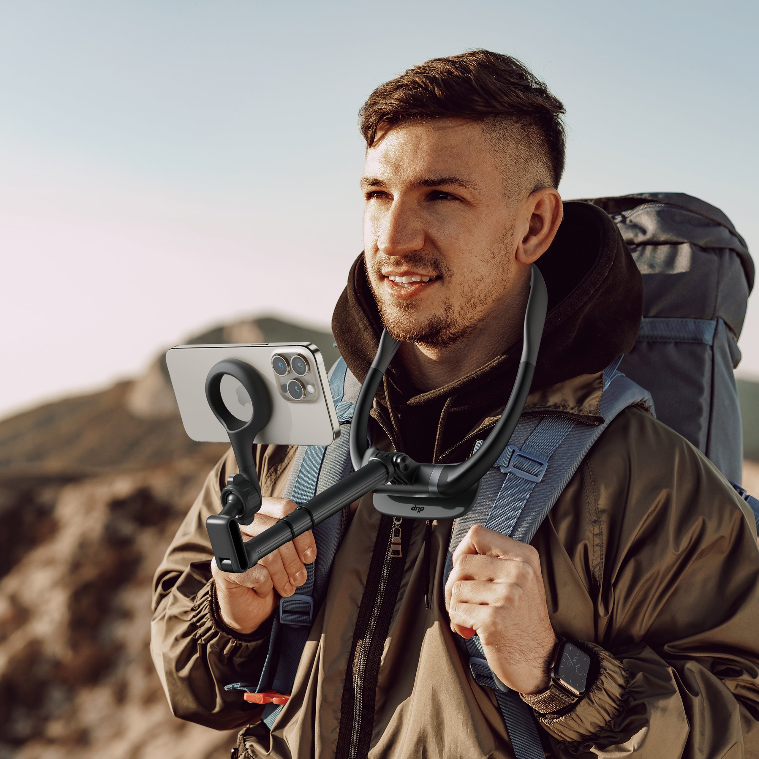 Drip Retractable Neck Phone Mount Black