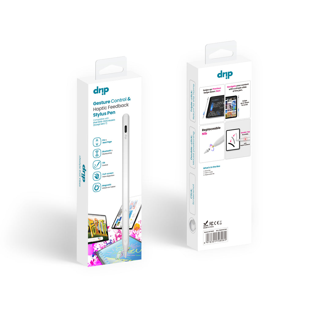 Drip Stylus Pen for iPad  Slide-Out Design & USB-C Fast Charging Compatible with iPad 2018-2025 Models