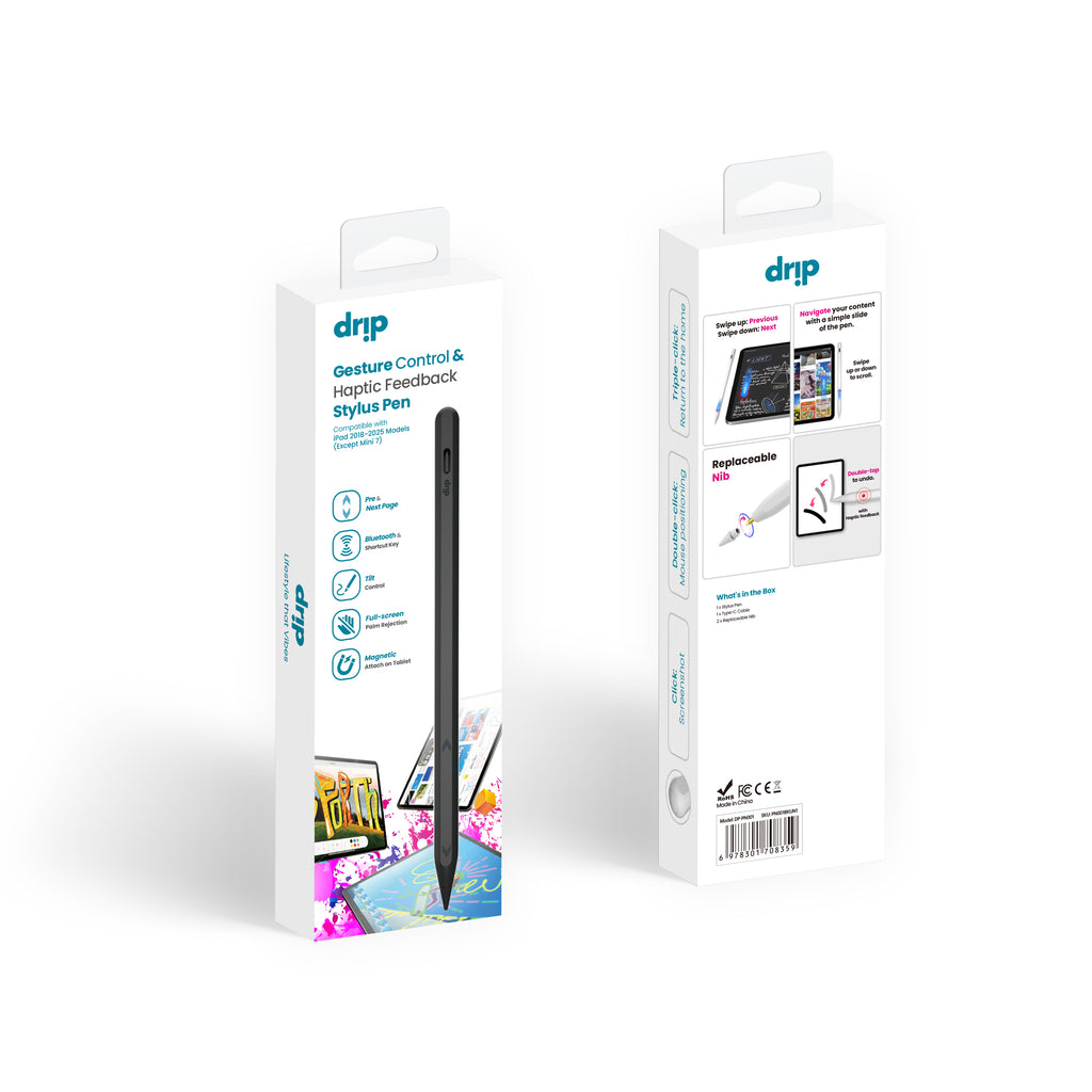 Drip Stylus Pen for iPad  Slide-Out Design & USB-C Fast Charging Compatible with iPad 2018-2025 Models