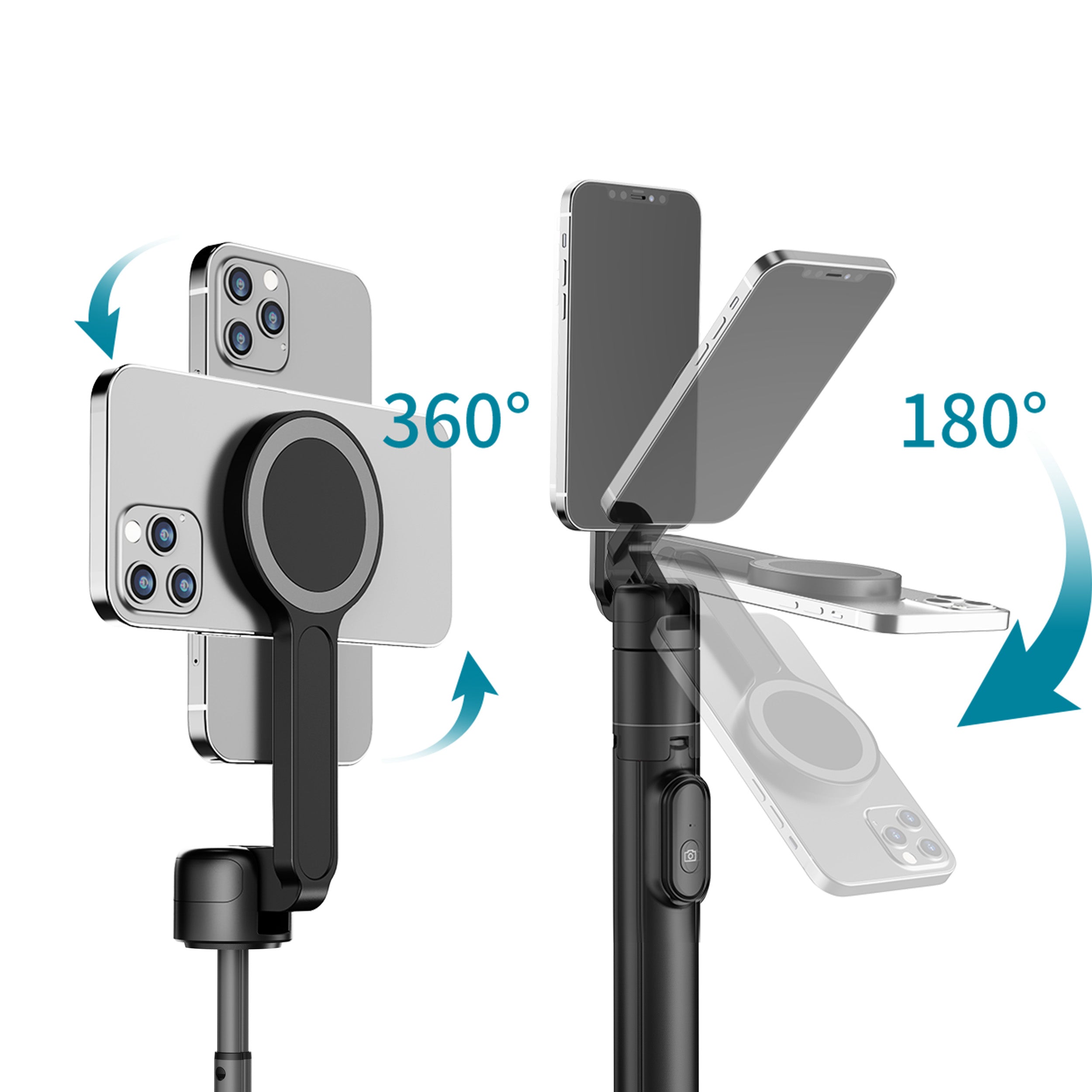 Drip Extendable Magnetic Selfie Stick & Automatic Tripod Stand with Remote Control Black