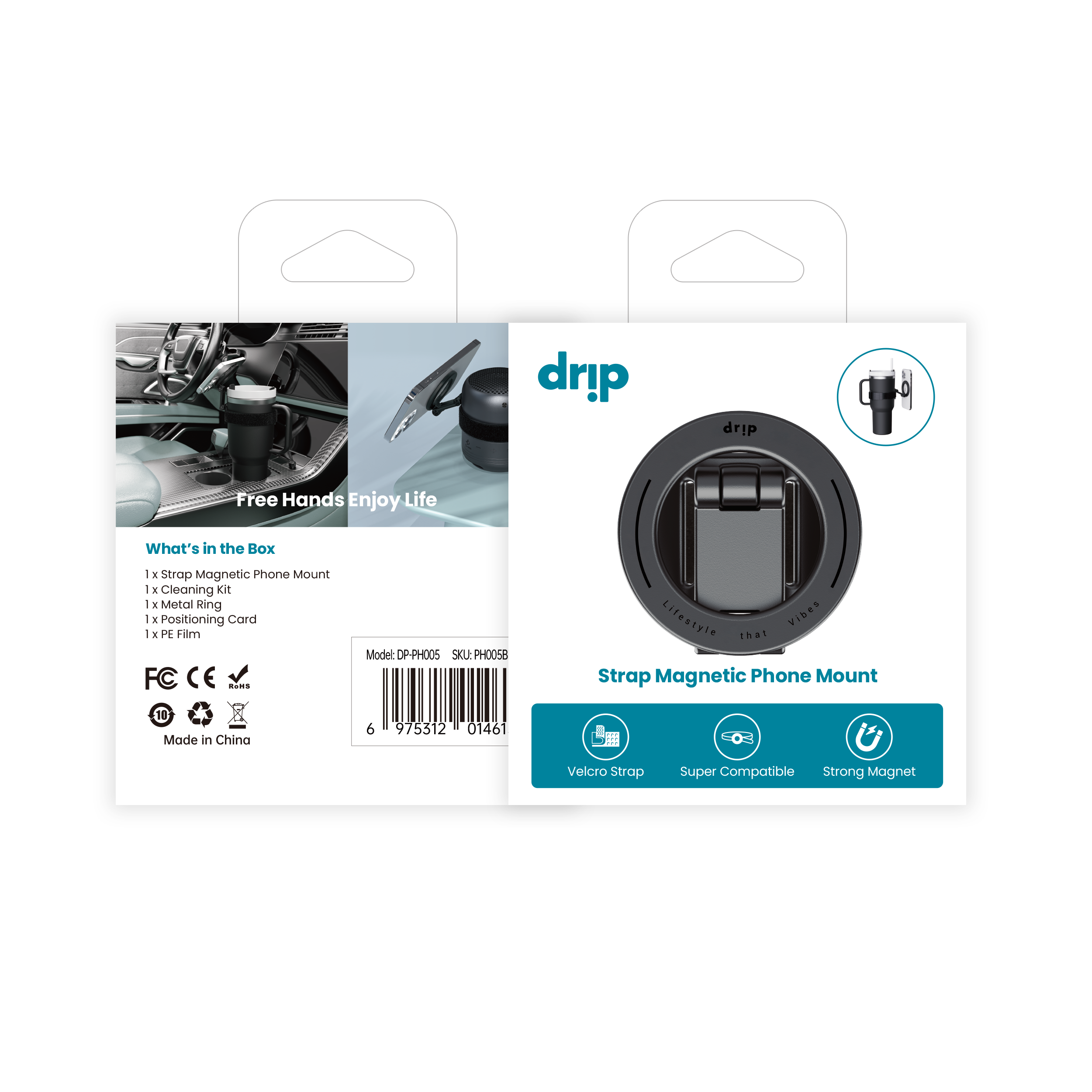 Drip Strap Magnetic Phone Mount Black