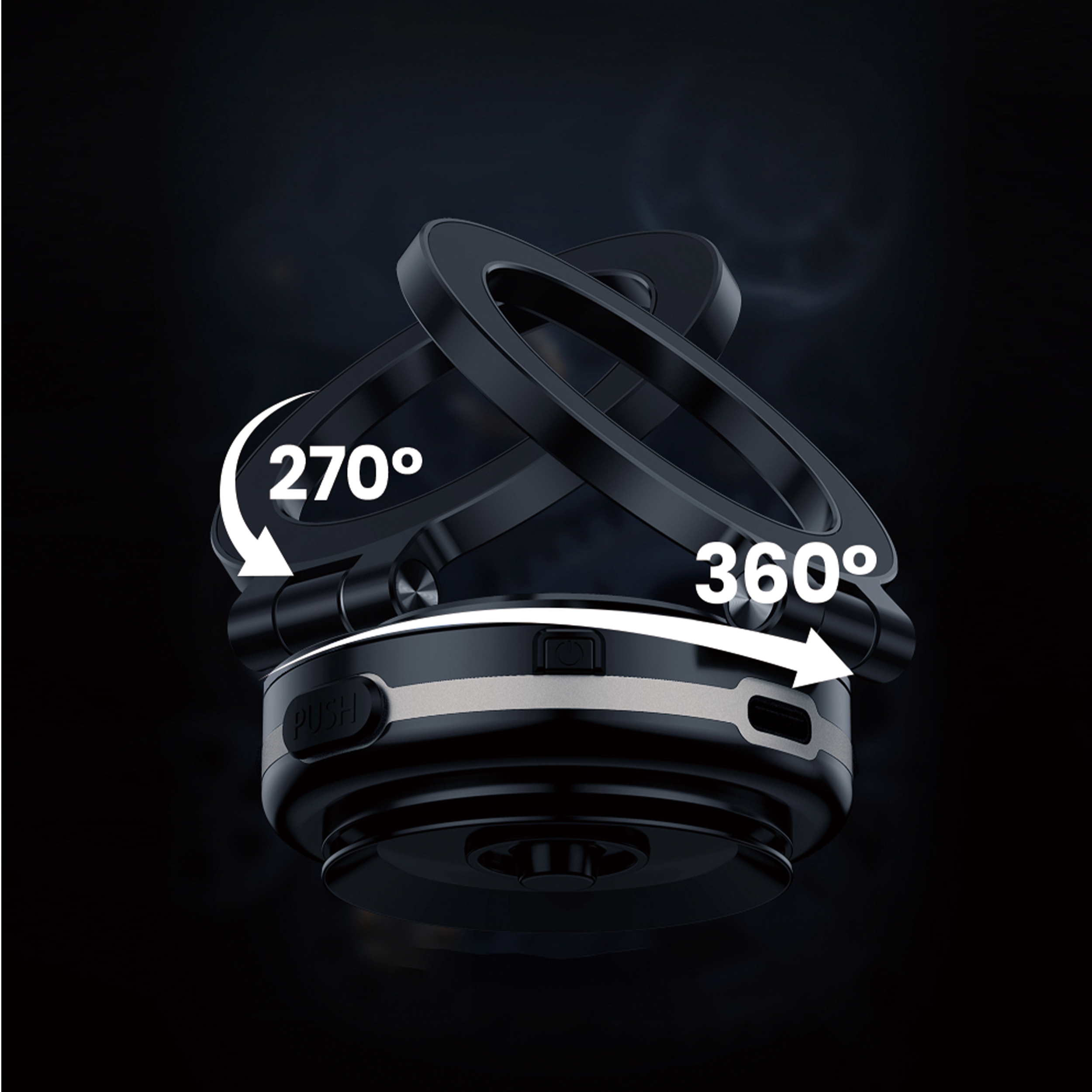 Drip Foldable Magnetic Car Phone Mount with Vacuum Suction Black