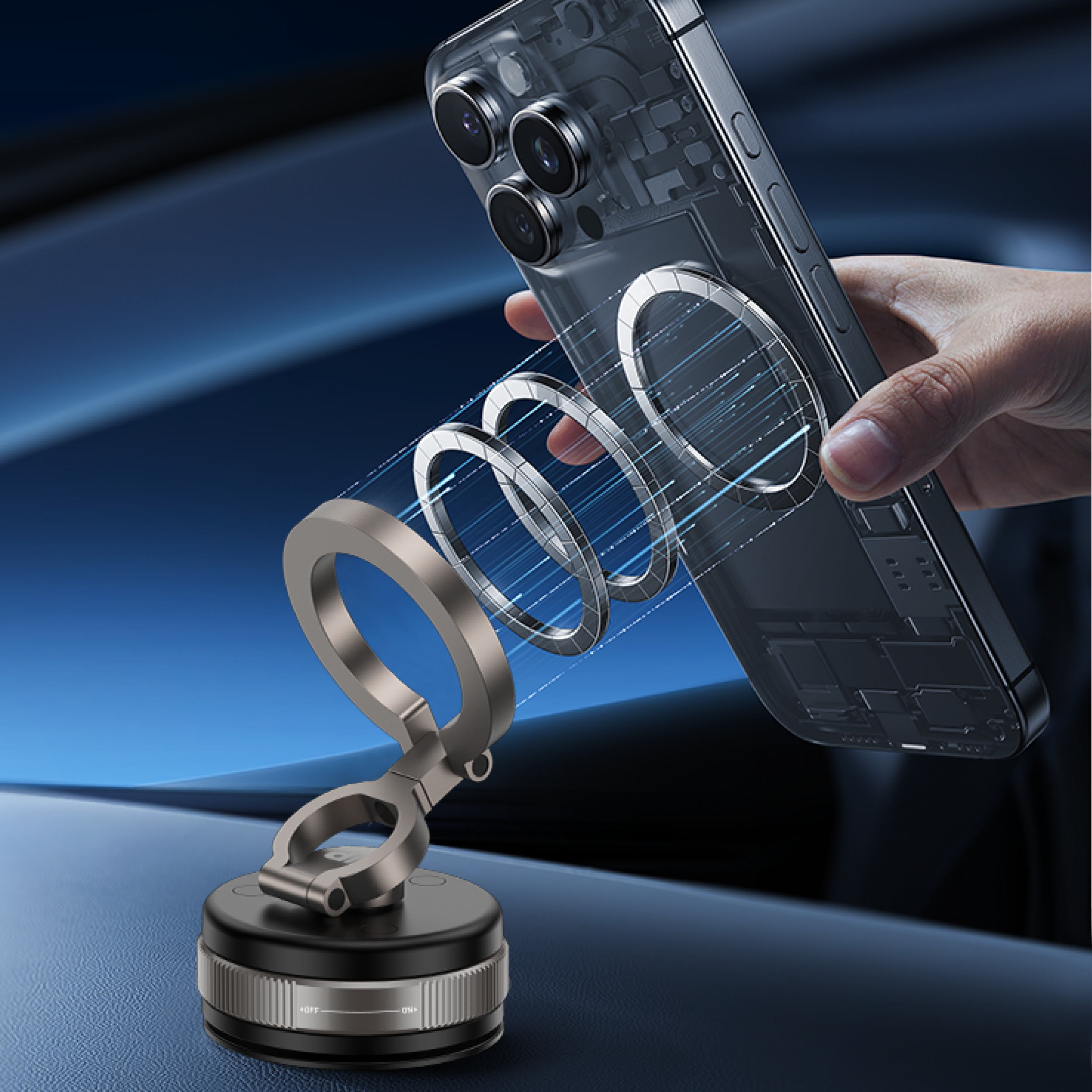 Drip 360° Rotating Magnetic Phone Mount with Vacuum Suction Black