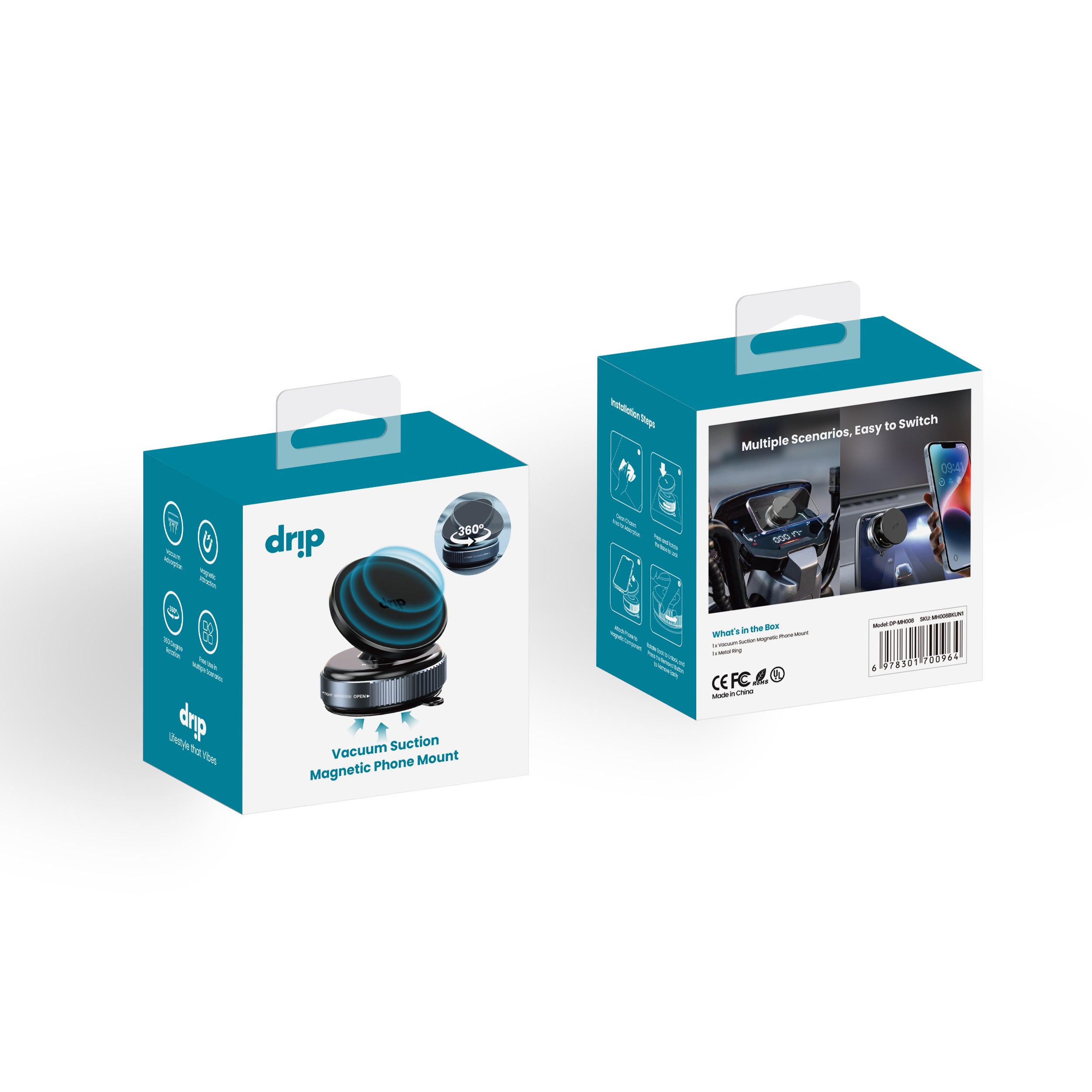 Drip 360° Rotating Vacuum Suction Magnetic Car Phone Mount