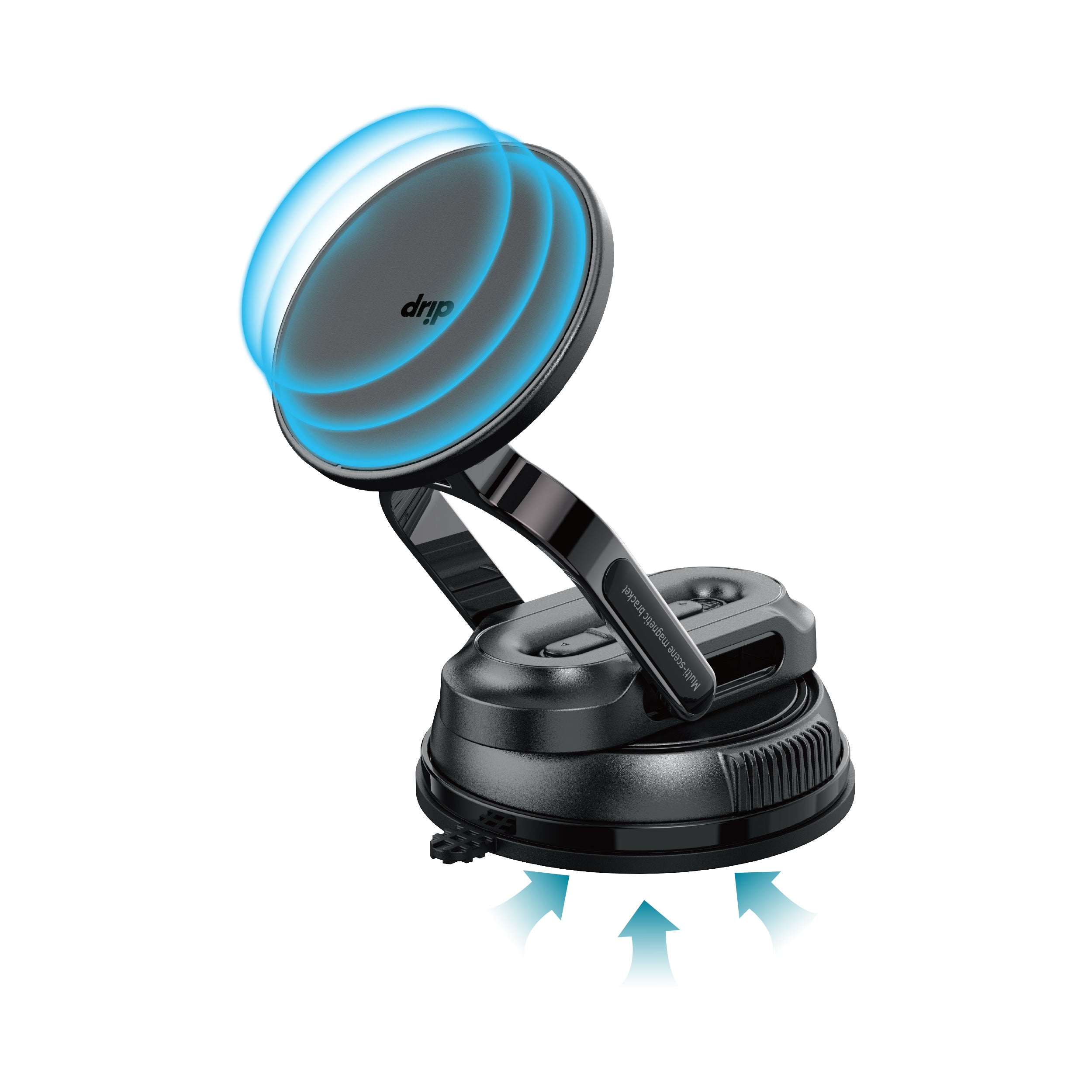 Drip 360° Rotatable & Adjustable Vacuum Suction Magnetic Car Phone Mount with Removable Base Black
