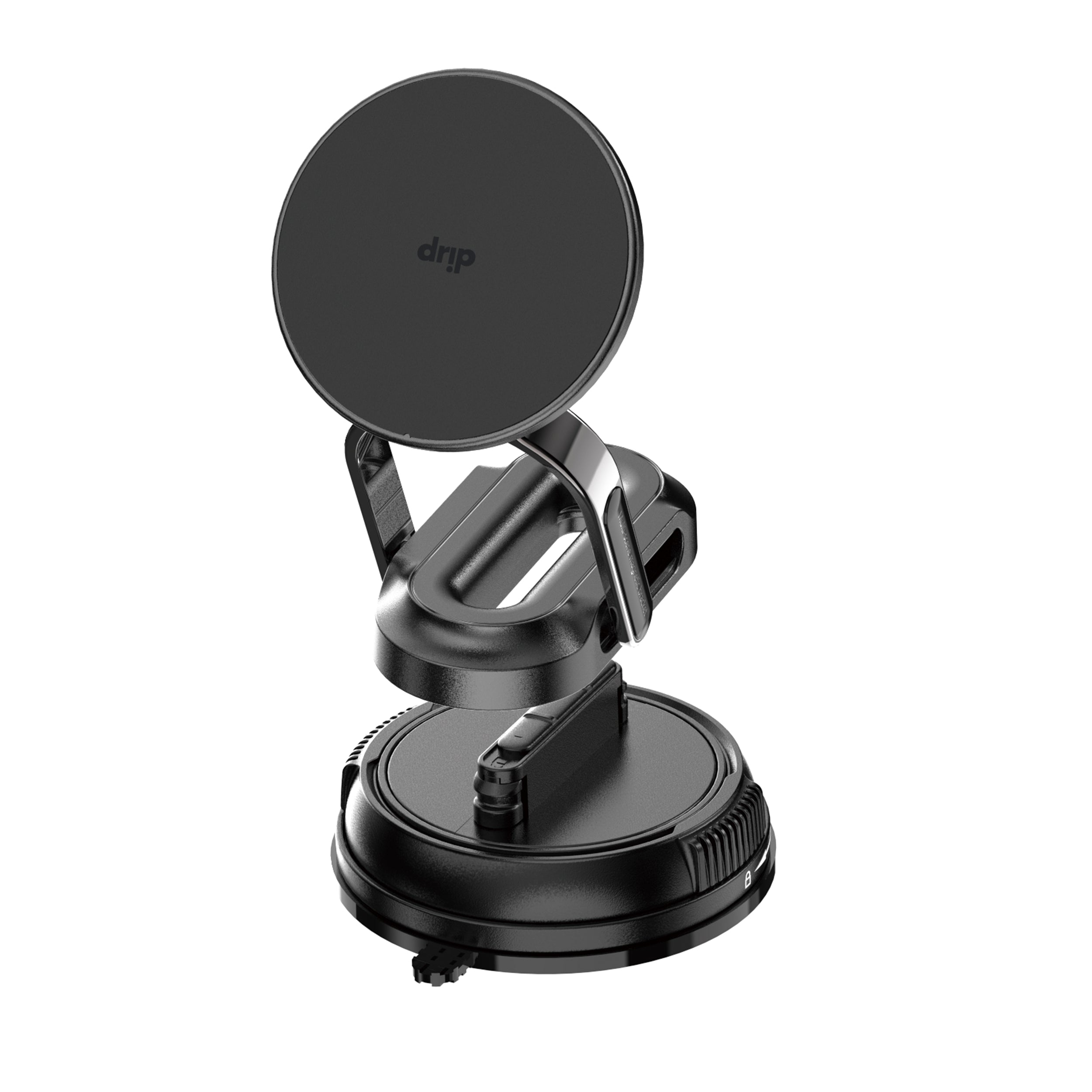 Drip 360° Rotatable & Adjustable Vacuum Suction Magnetic Car Phone Mount with Removable Base Black