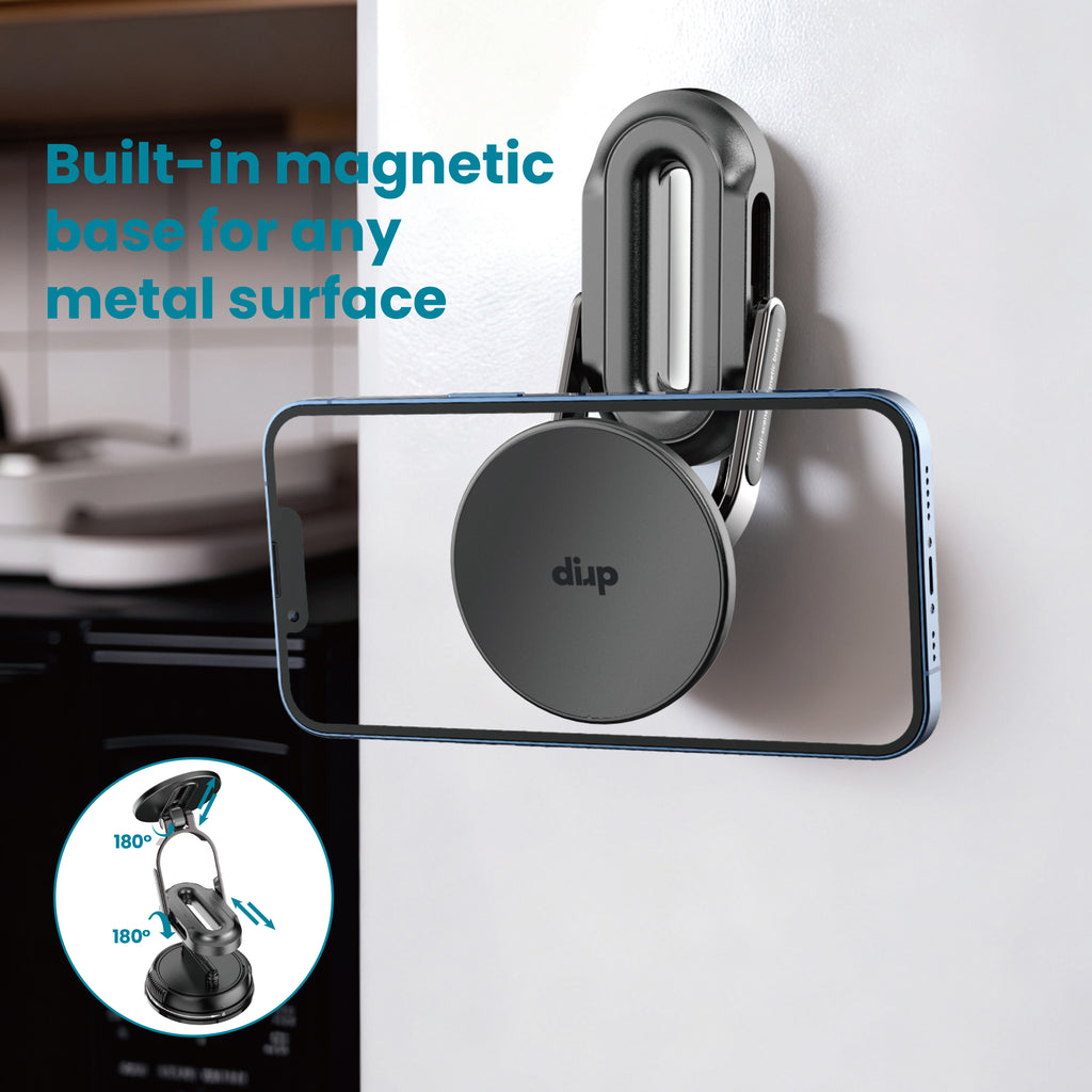 Drip 360° Rotatable & Adjustable Vacuum Suction Magnetic Car Phone Mount with Removable Base Black