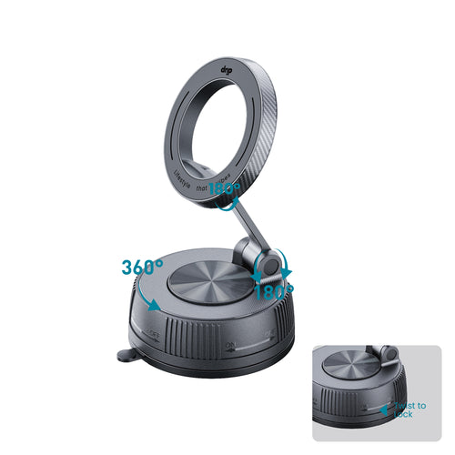 Drip 360° Rotatable & Foldable Carbon Fiber Pattern  Vacuum Suction Magnetic Car Phone Mount Black