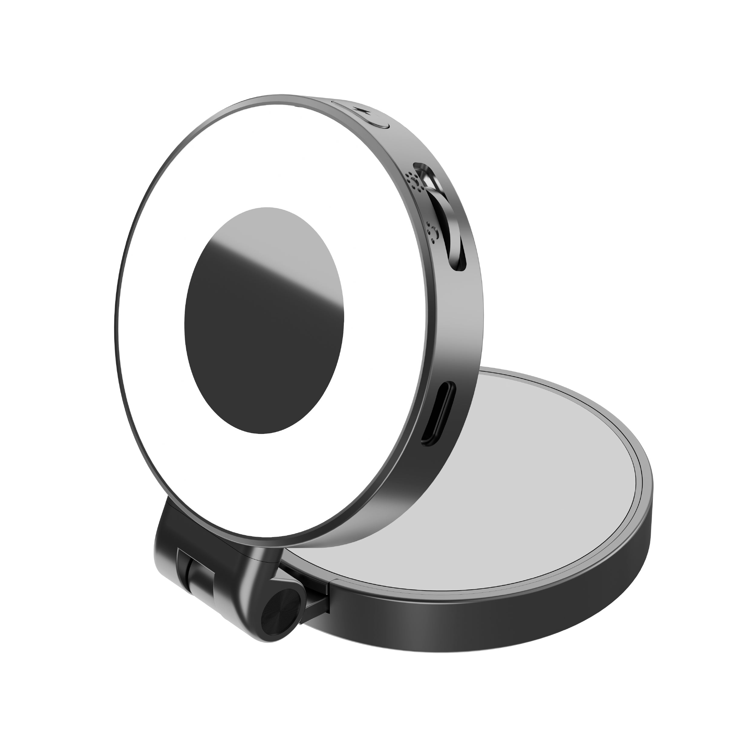 Drip Pocket MagSafe Phone Holder with Rechargeable LED Light and Mirror Black