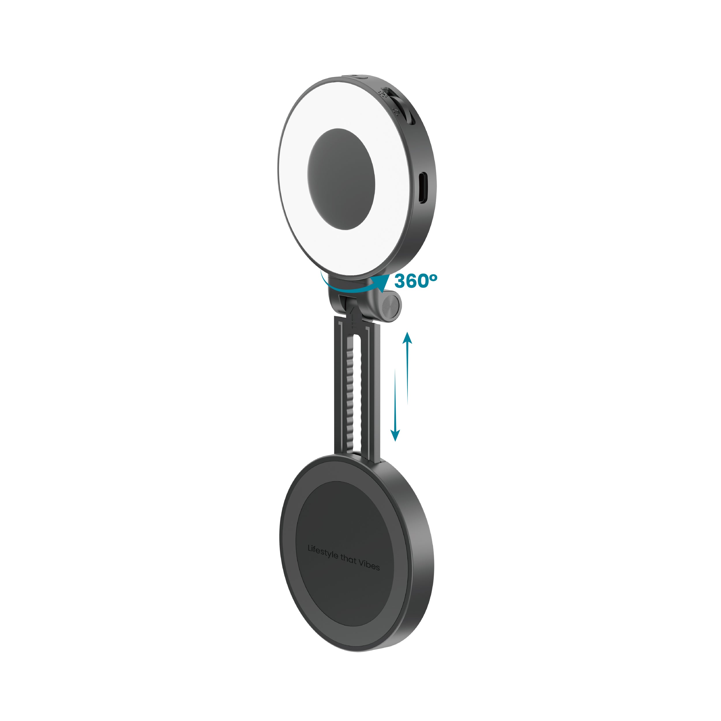 Drip Pocket MagSafe Phone Holder with Rechargeable LED Light and Mirror Black